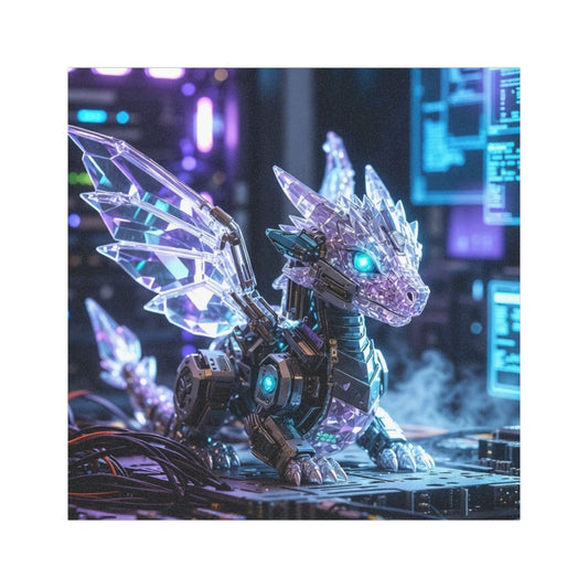Crystal Cyber Dragon Car Magnet — Futuristic Neon Fantasy Vehicle Decal