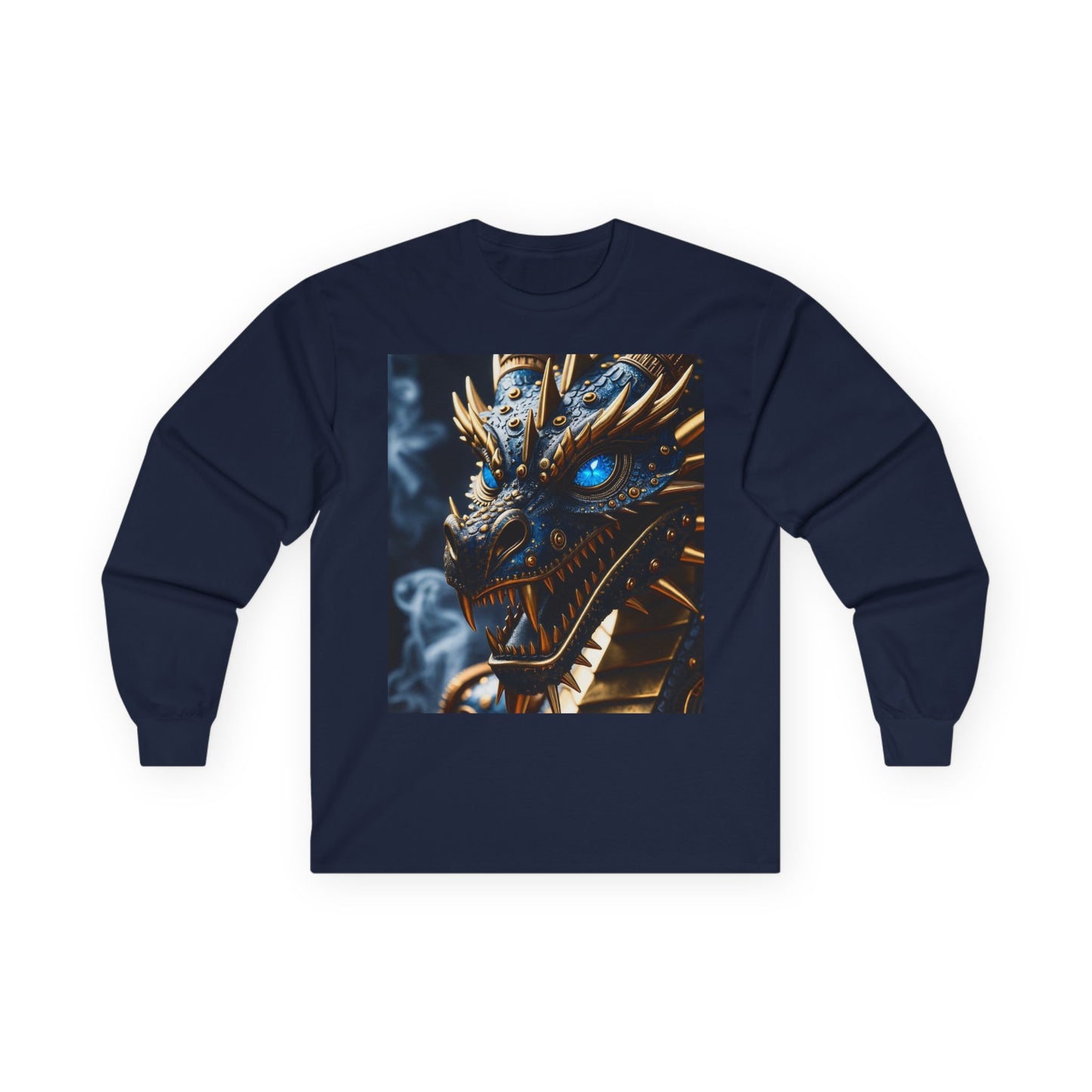 Dragon Graphic Long Sleeve Tee — Blue Eye Fantasy Dragon Shirt