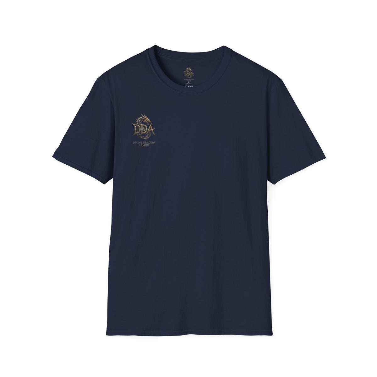 DDA DIVINE DRAGON ARMOR T-Shirt — Golden Dragon Emblem Chest Logo, Fantasy Gaming Fan Tee