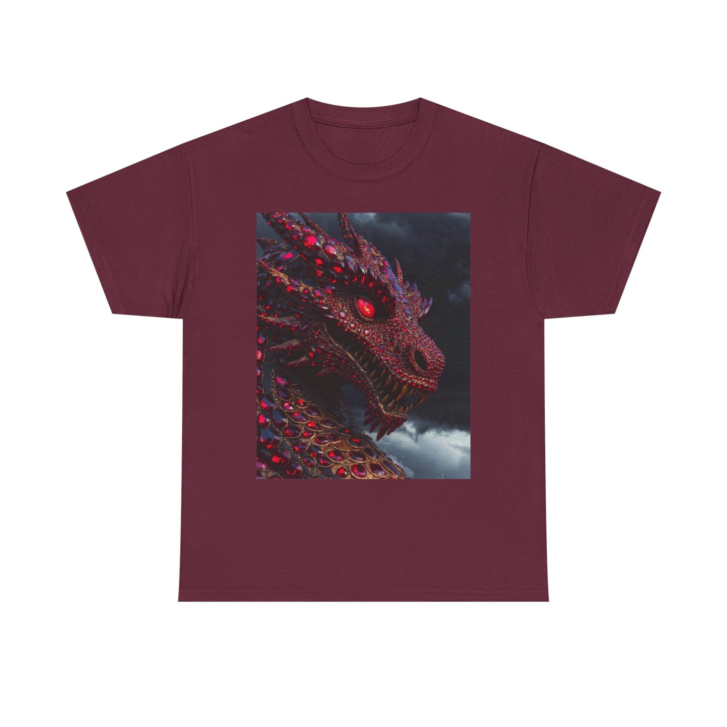 Dragon Portrait T-Shirt — Fiery Red Fantasy Dragon Graphic Tee