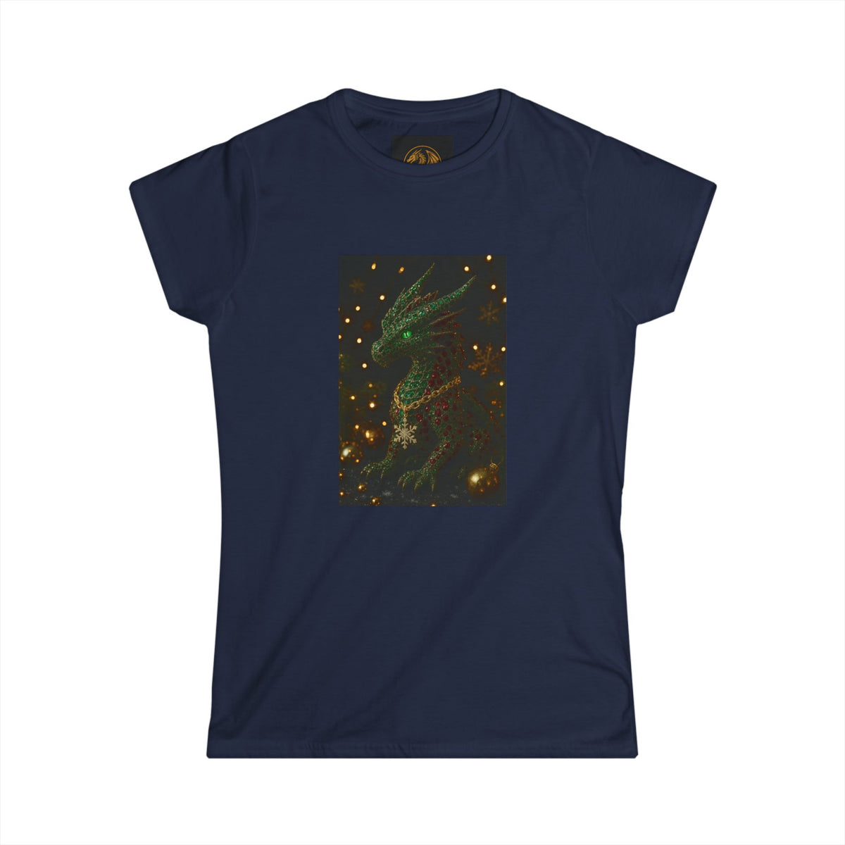 A Magical Christmas Women’s Tee — Emerald Dragon & Stars Graphic Shirt
