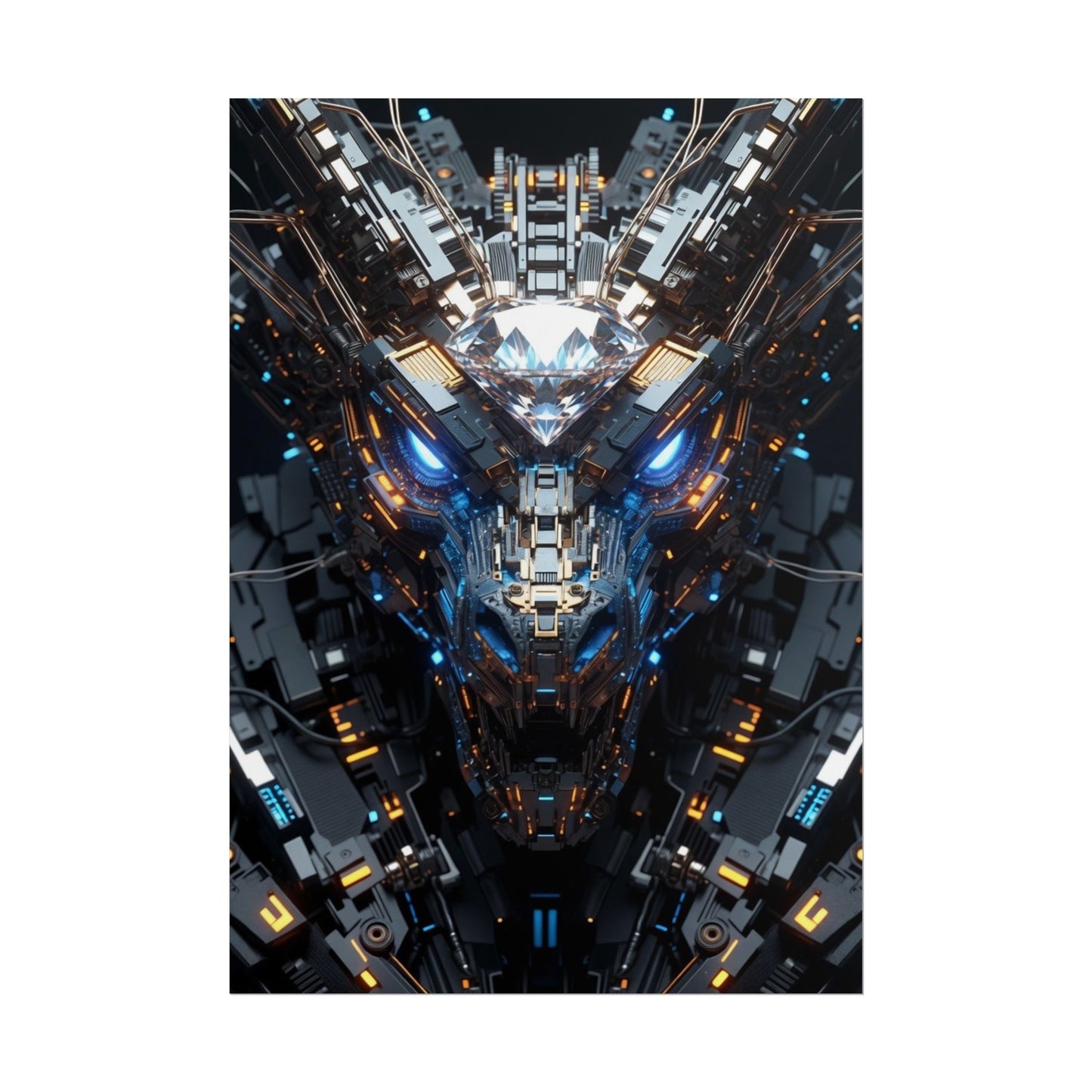 Futuristic Mech Dragon Poster – Cybernetic Robot Art Print