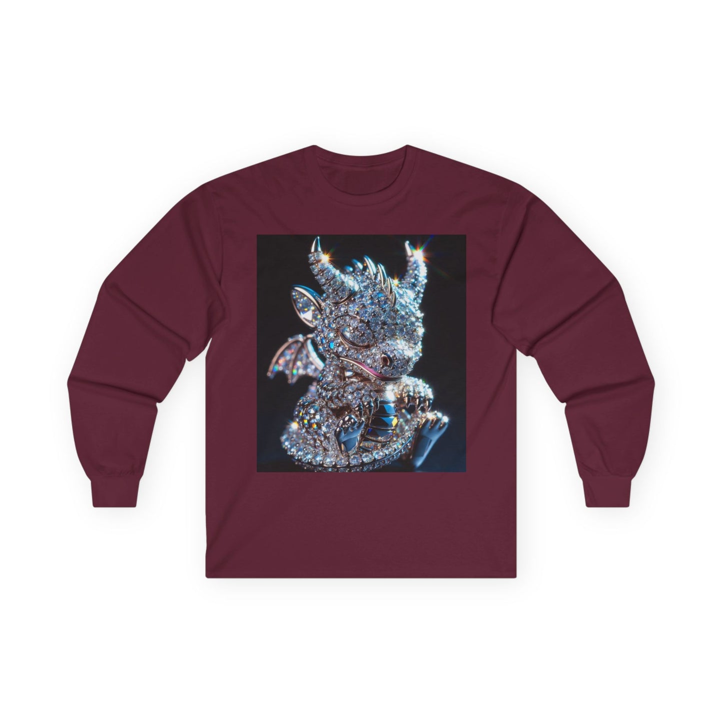 Dragon Head Long Sleeve Tee — Iridescent Fantasy Skull Graphic