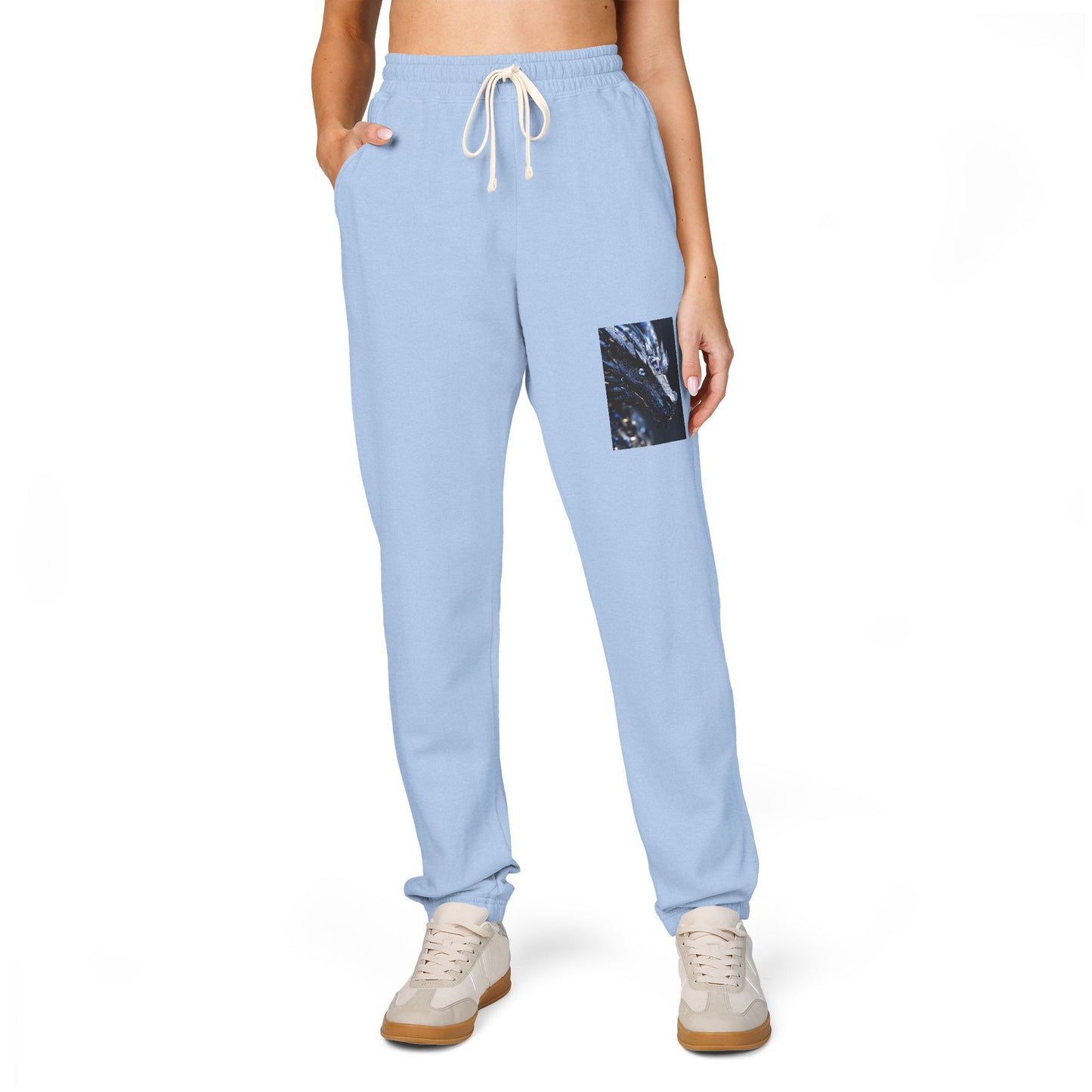 Garment-Dyed Fleece Sweatpants — Dark Olive Joggers with Blue Marble Pocket