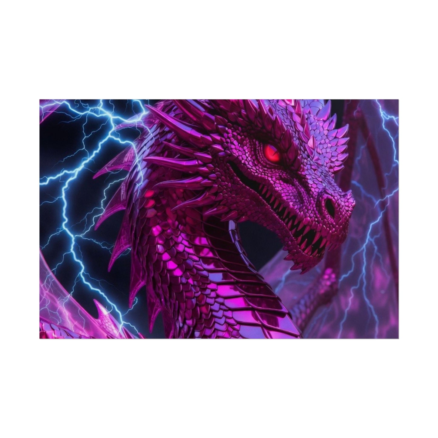 Pink Electric Dragon Poster — Fantasy Wall Art Rolled Poster