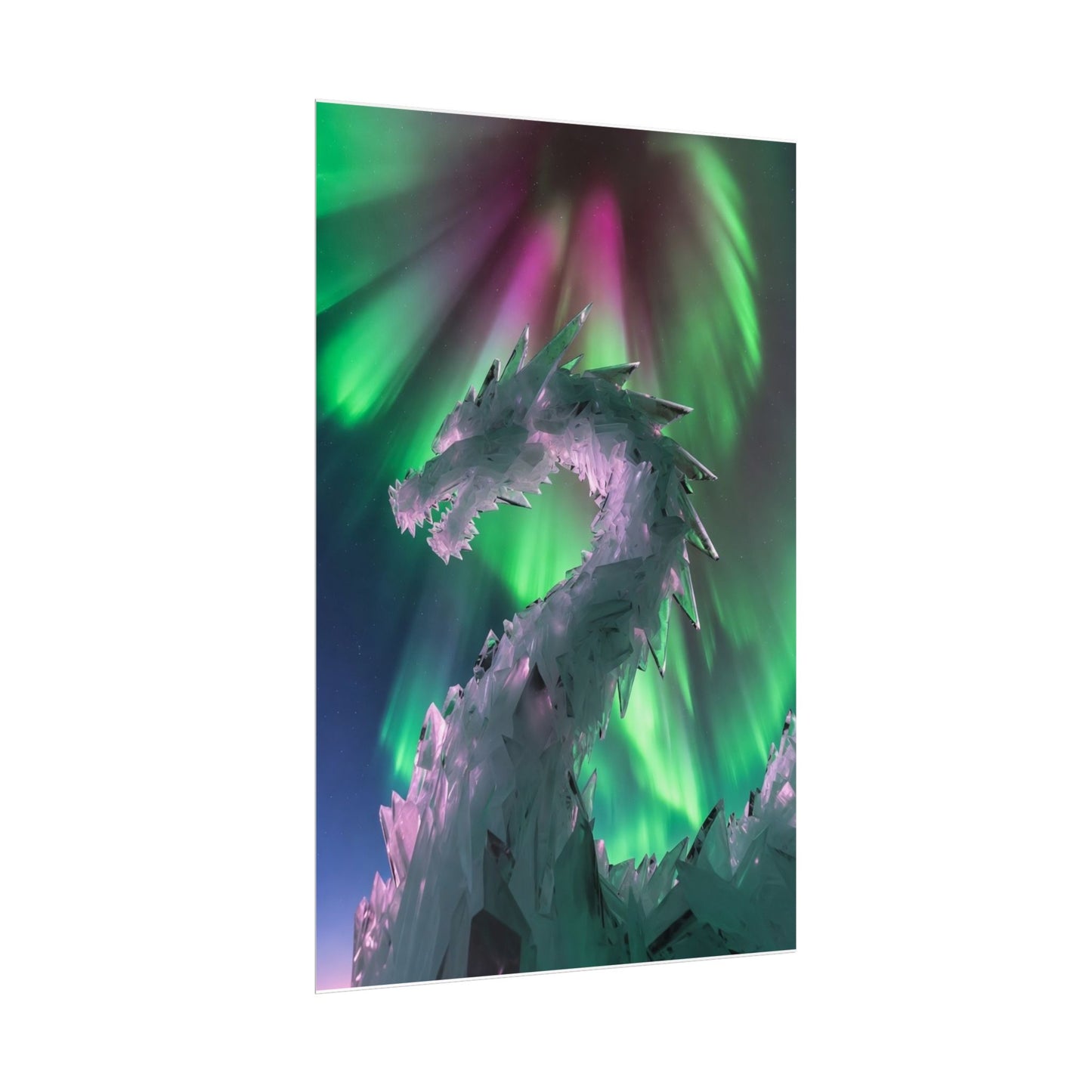 Aurora Ice Dragon Poster — Fantasy Wall Art Rolled Poster