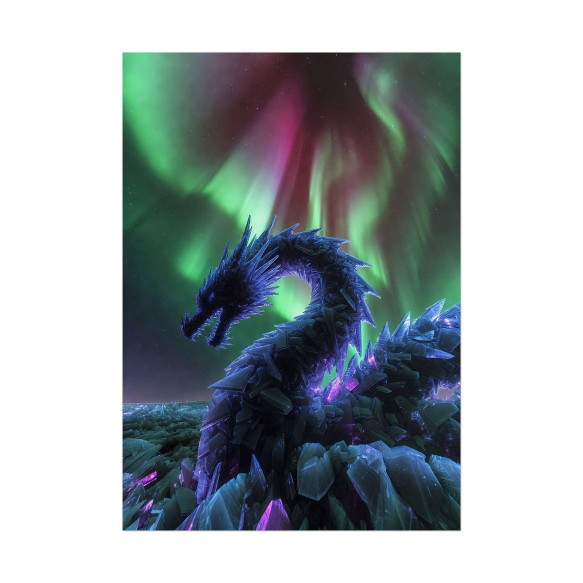 Aurora Crystal Dragon Poster — Fantasy Wall Art Print
