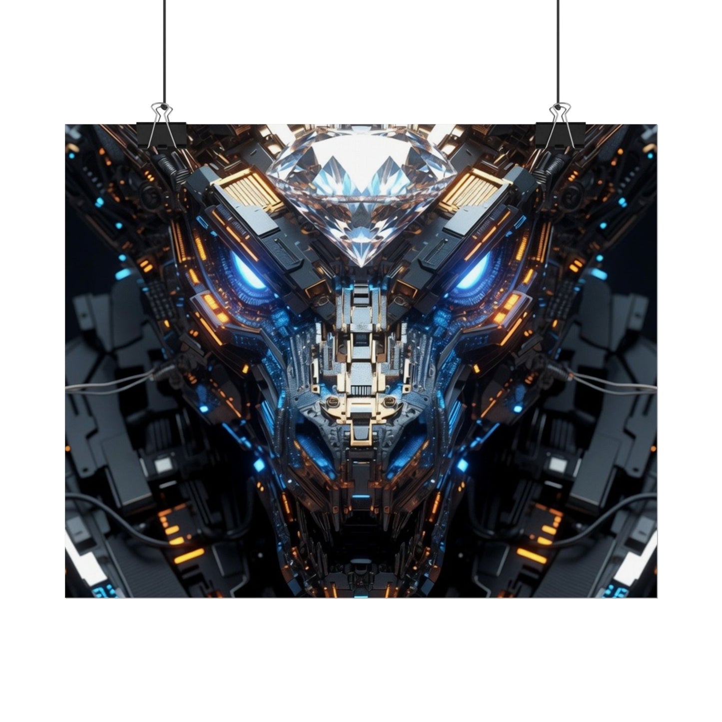 Futuristic Mech Dragon Poster – Cybernetic Robot Art Print