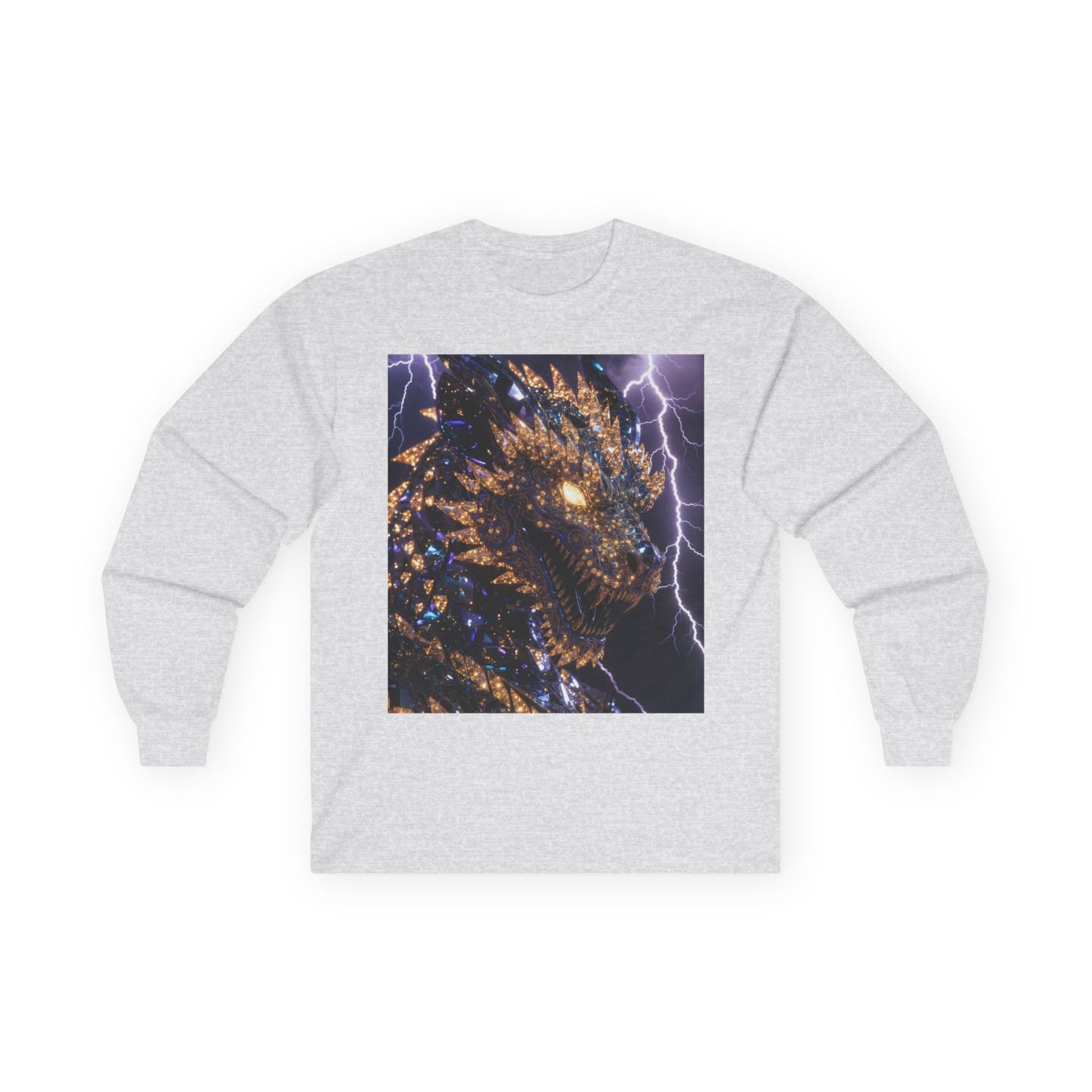 Dragon Lightning Long Sleeve Tee — Mythical Firestorm Graphic Shirt