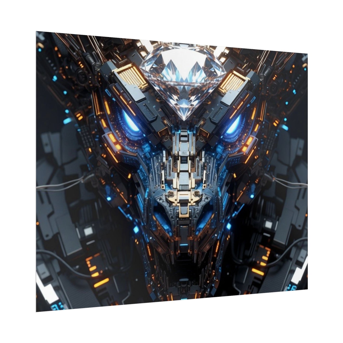 Futuristic Mech Dragon Poster – Cybernetic Robot Art Print