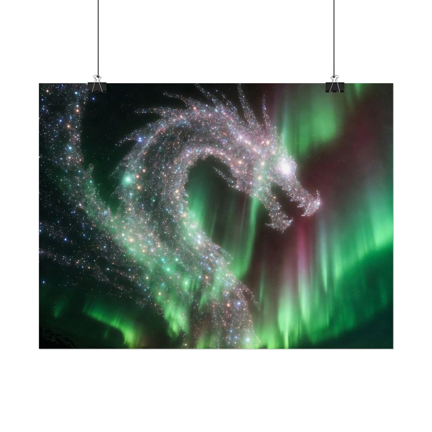 Aurora Dragon Poster — Northern Lights Fantasy Art Print
