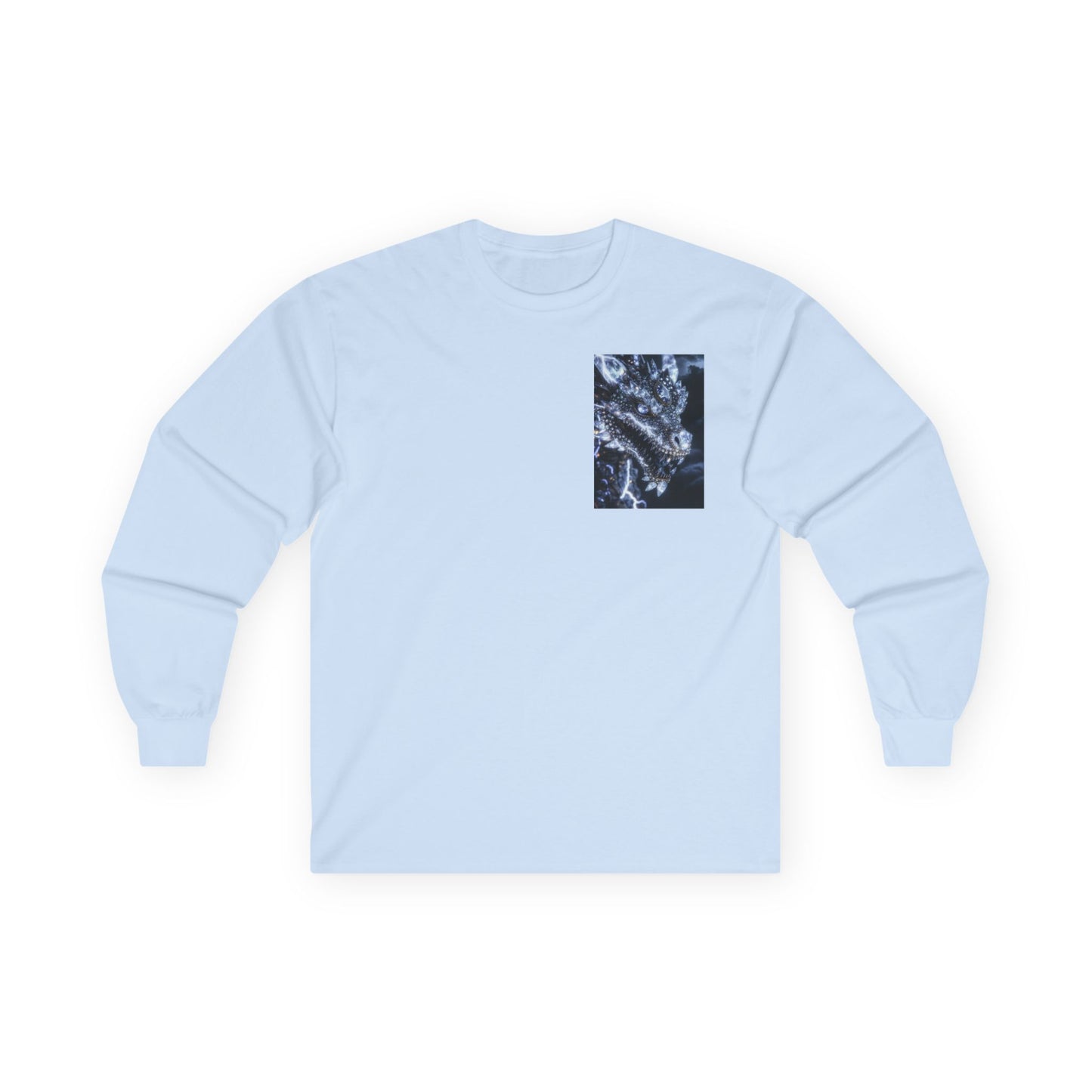 Long Sleeve Tee — Abstract Blue Marble Pocket Art