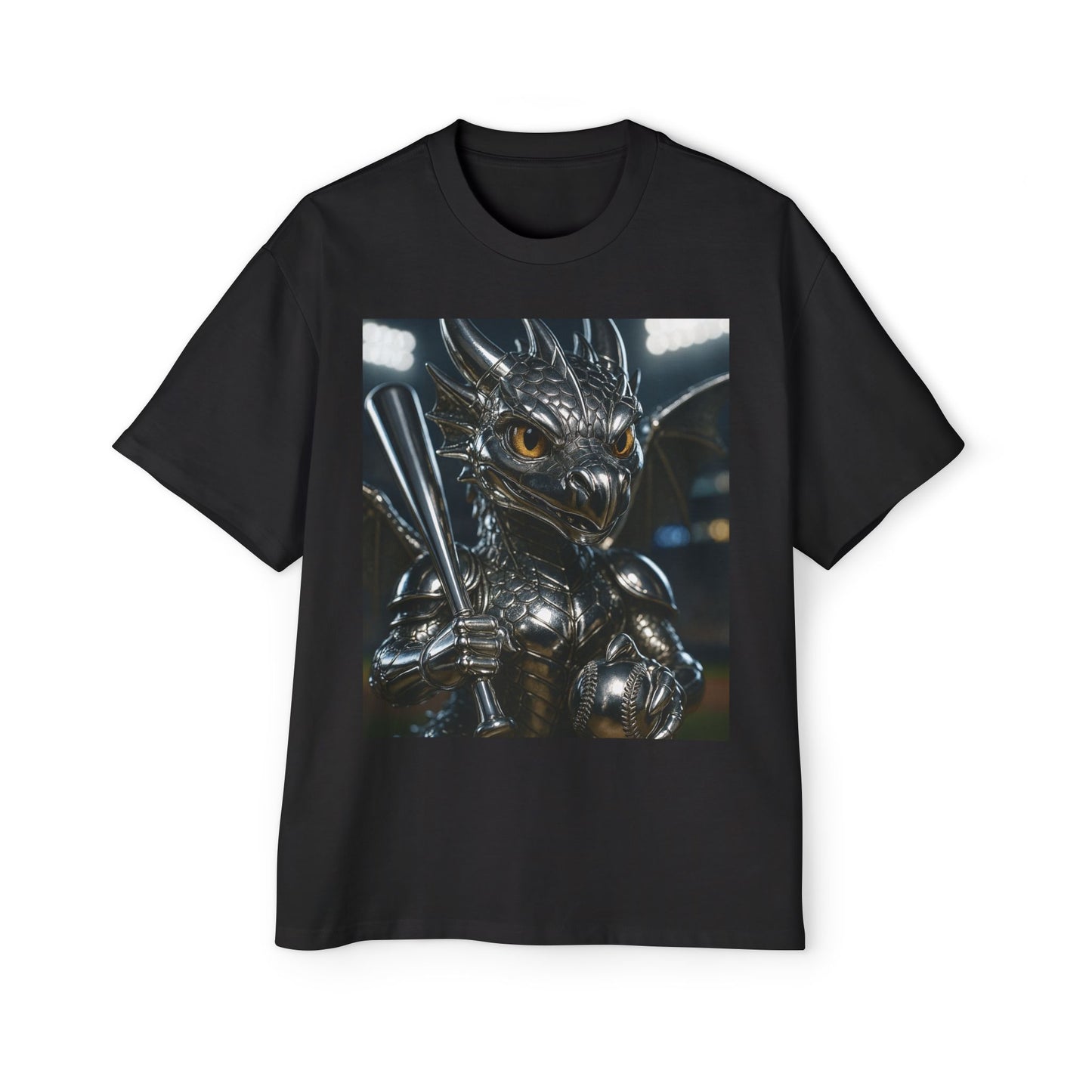Metallic Dragon Graphic Tee - Oversized Heavy T-Shirt for Gamers, Fantasy Fans, Gifts for Birthdays, Comic Con, Summer Style