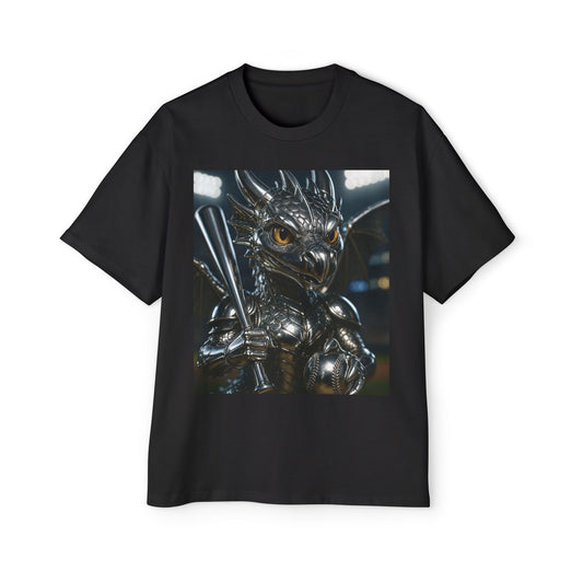 Baseball Metallic Dragon Graphic Tee - Oversized Heavy T-Shirt for Gamers, Fantasy Fans, Gifts for Birthdays, Comic Con, Summer Style