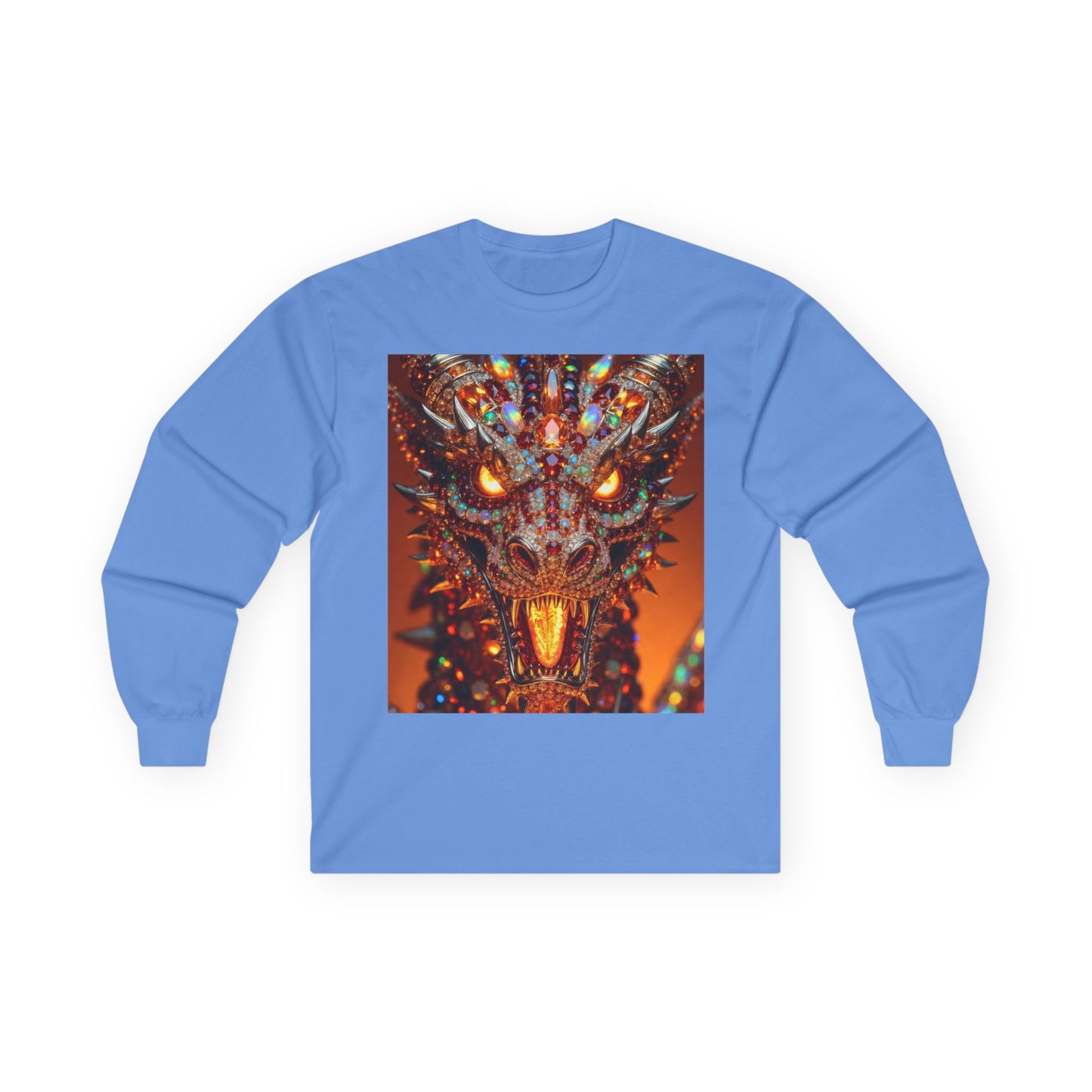 Dragon Portrait Long Sleeve Tee — Fiery Fantasy Monster Art