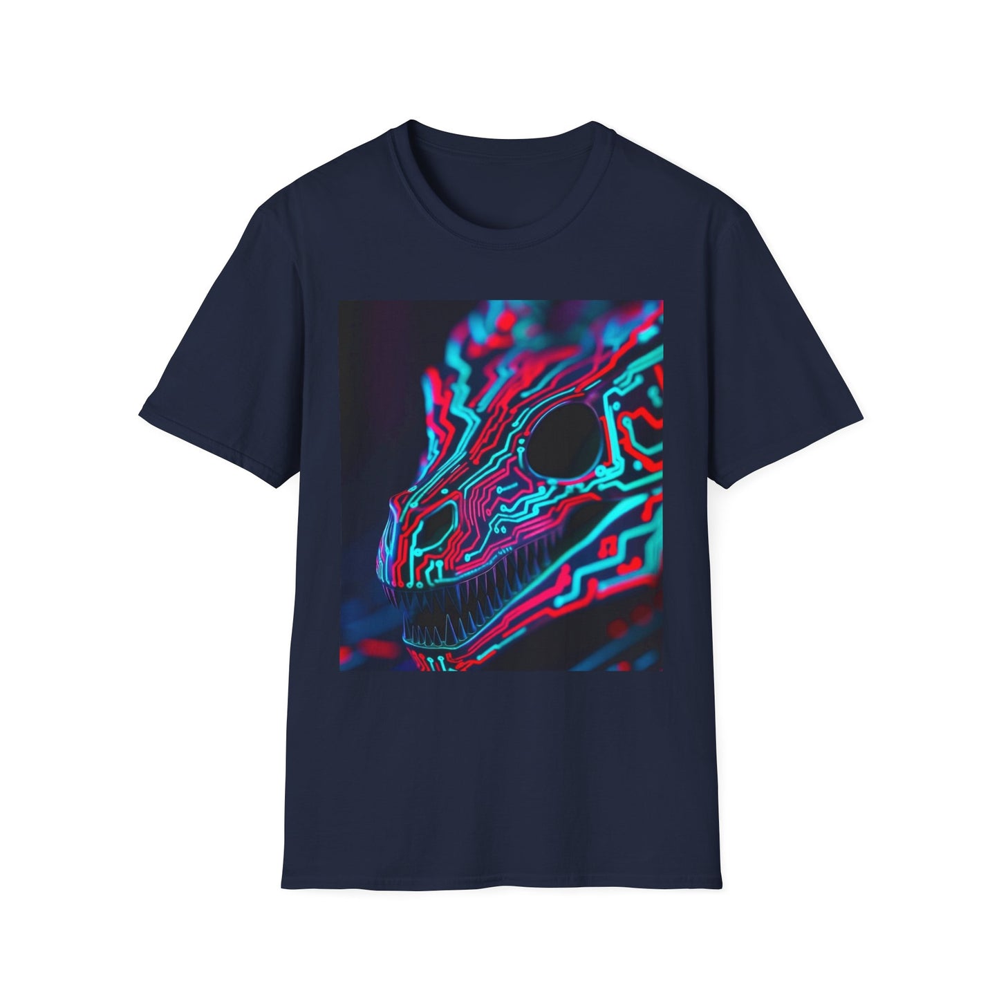 Neon Cyber Skull T-Shirt — Vaporwave Glitch Art Tee