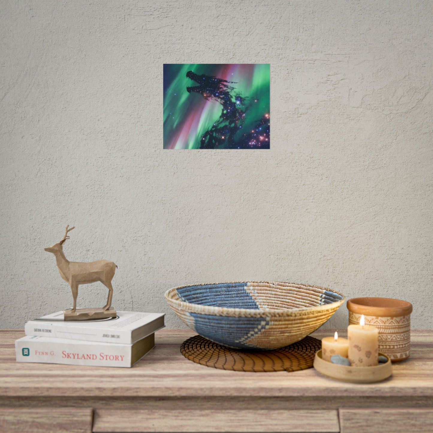 Aurora Dragon Poster — Cosmic Northern Lights Wall Art (Rolled Poster)