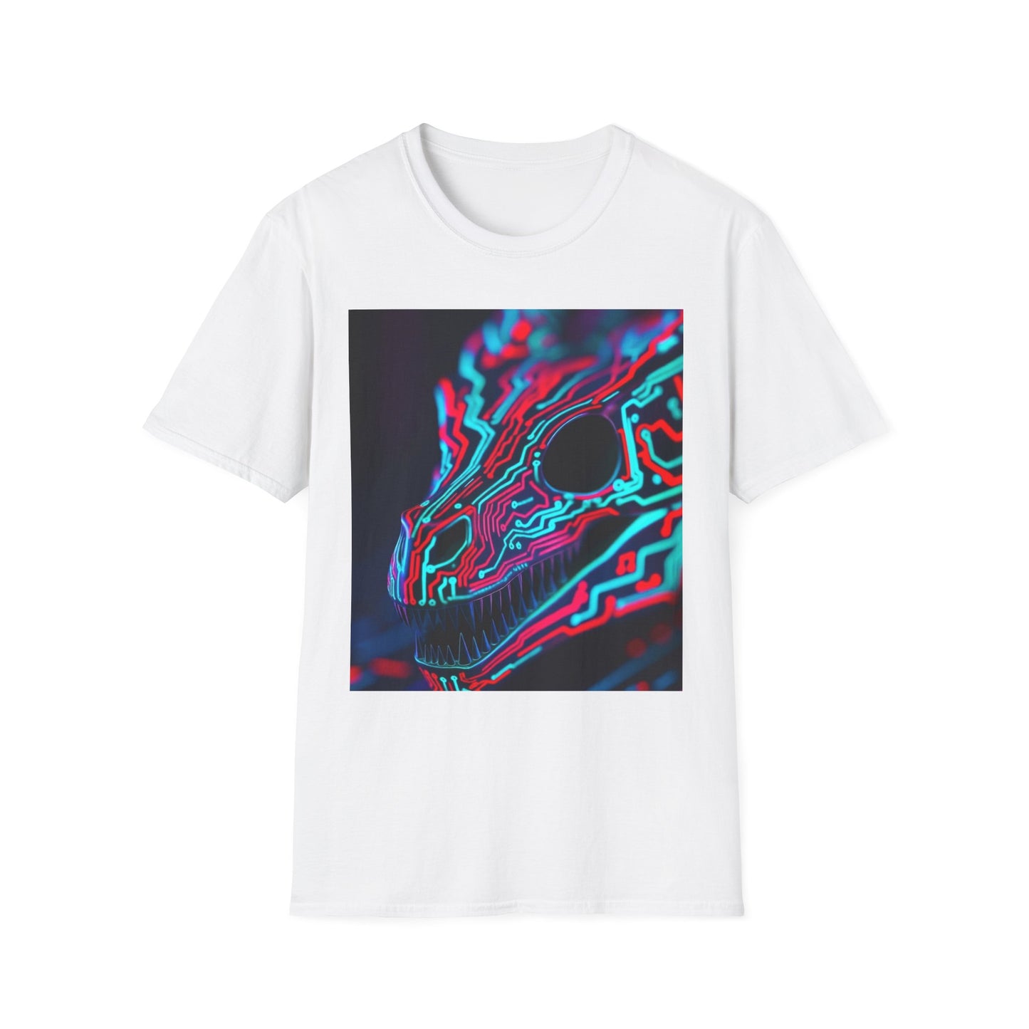 Neon Cyber Skull T-Shirt — Vaporwave Glitch Art Tee