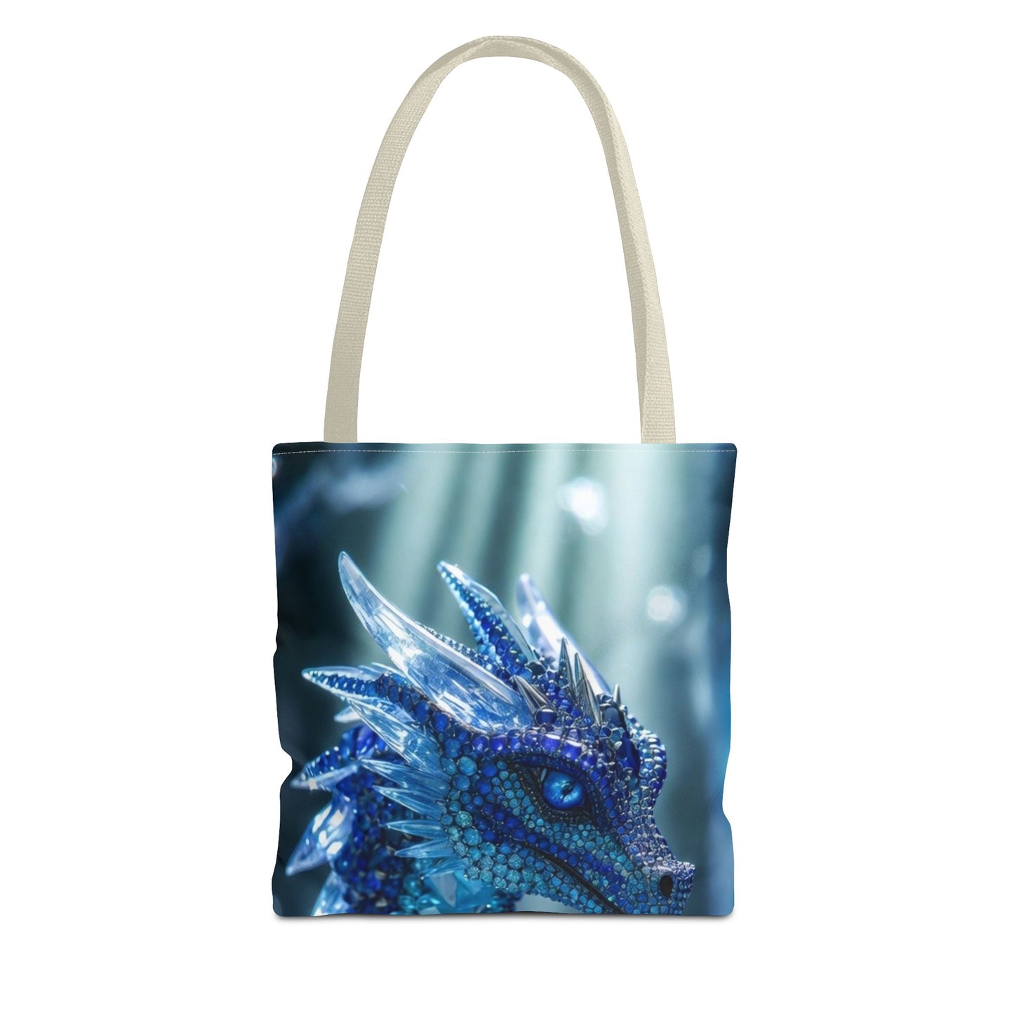 Blue Crystal Dragon Tote Bag — Fantasy Art All-Over Print