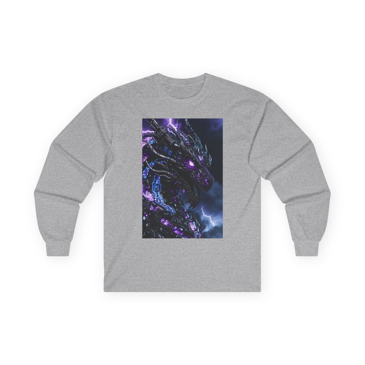 A Cosmic Dragon Pocket Long Sleeve Tee — Neon Galaxy Illustration