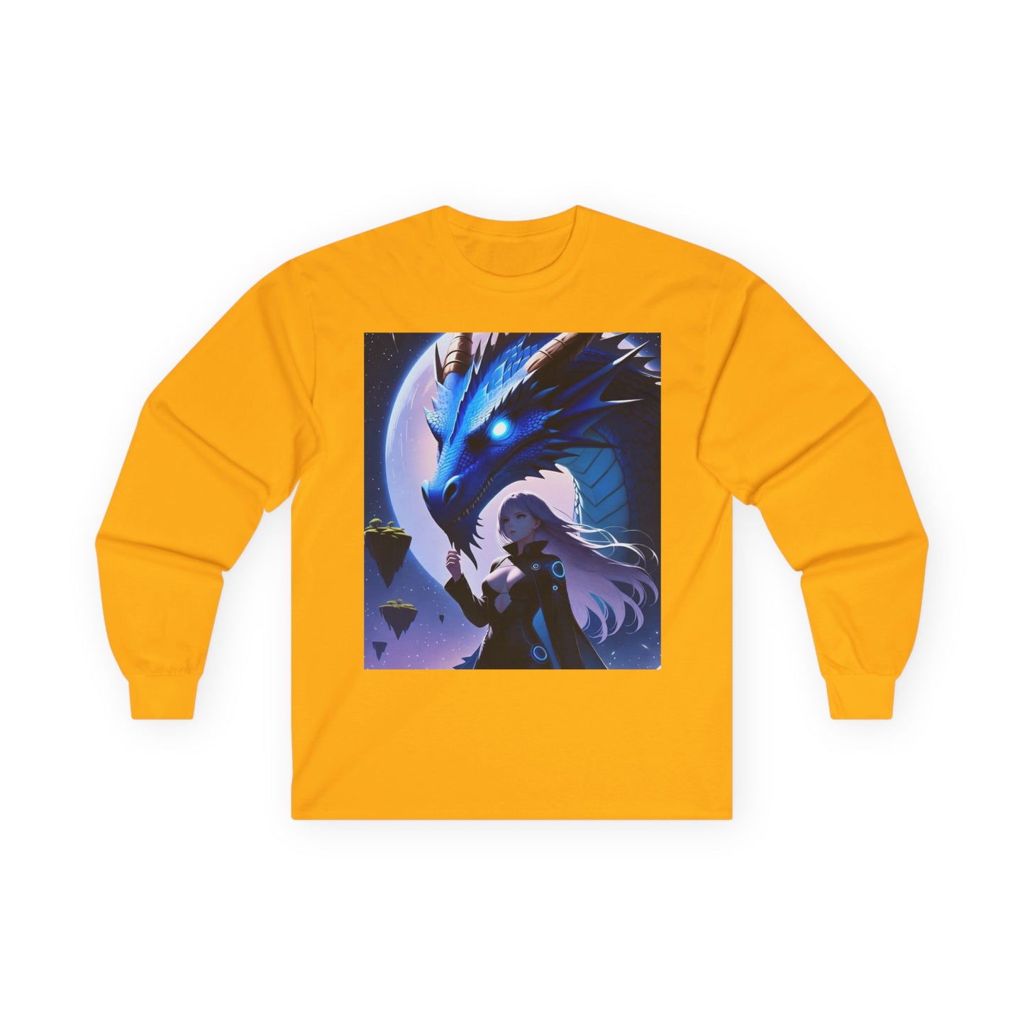 Dragon Whisperer Long Sleeve Tee — Fantasy Blue Dragon Illustration