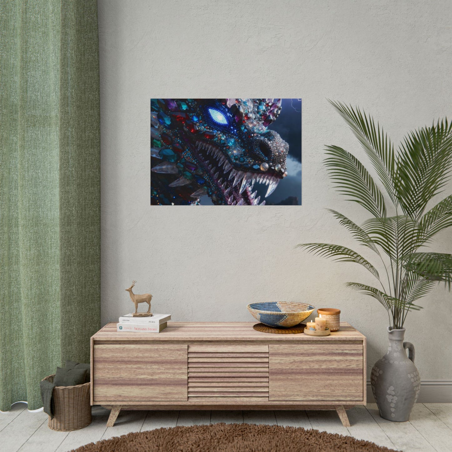 Dragon Crystal Poster — Fantasy Gem-Encrusted Dragon Wall Art (Rolled Poster)