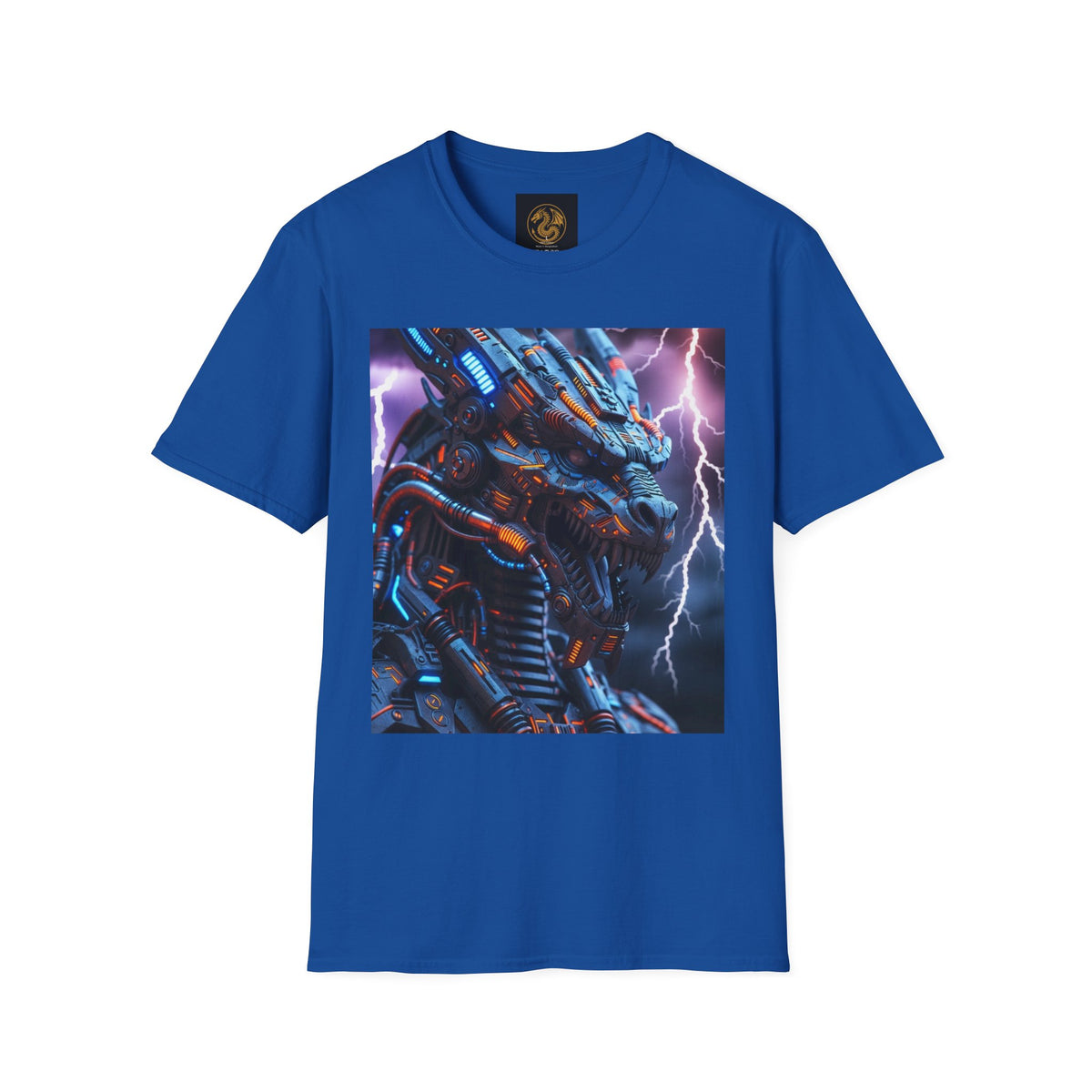 A Cyber Dragon T‑Shirt — Neon Mech Dragon with Lightning Graphic