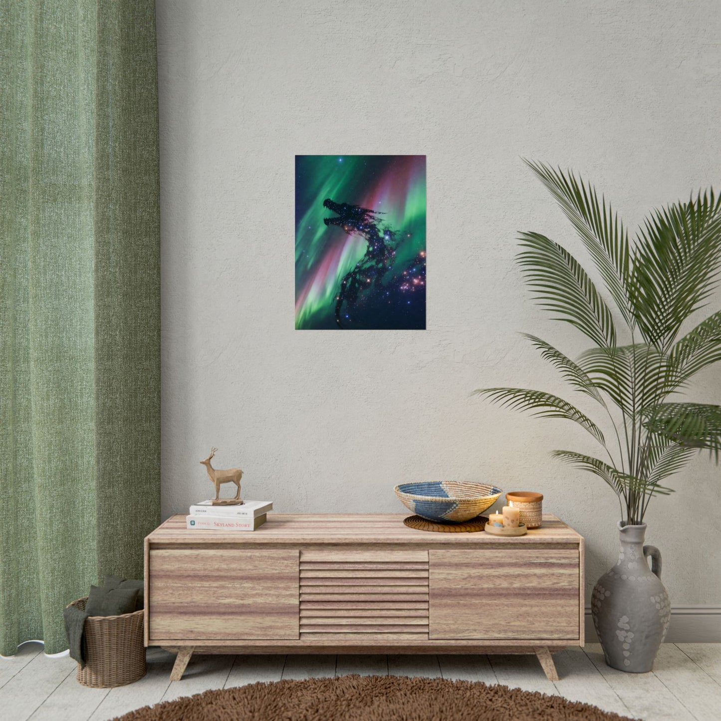 Aurora Dragon Poster — Cosmic Northern Lights Wall Art (Rolled Poster)