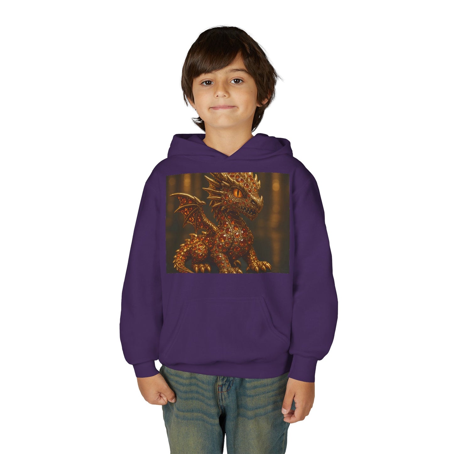 Dragon Fantasy Youth Heavy Blend Hooded Sweatshirt, Adventure Hoodie, Gift for Kids, Fantasy Apparel, Cozy Sweatshirt for Young Dreamers