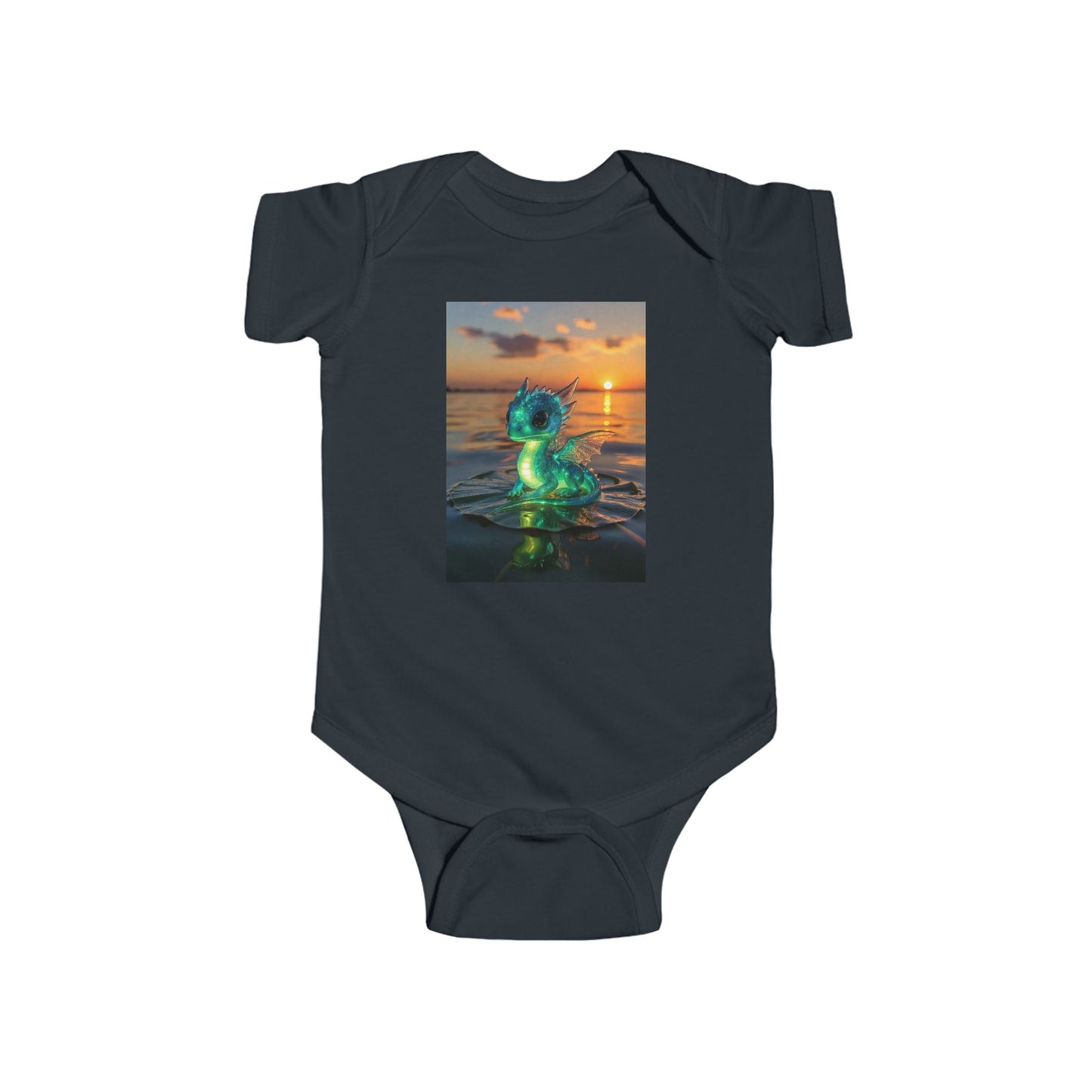Infant Bodysuit with Glowing Jellyfish Dragon Sunset Print
