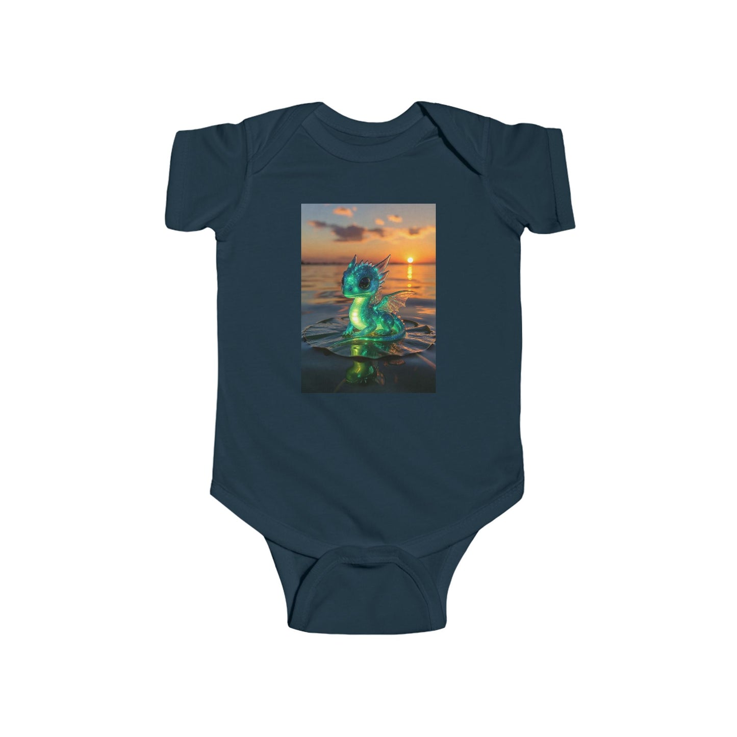 Infant Bodysuit with Glowing Jellyfish Dragon Sunset Print