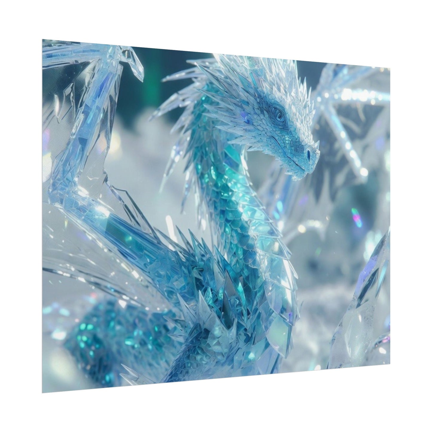 Ice Crystal Dragon Poster — Fantasy Aurora Wall Art (Rolled Poster)