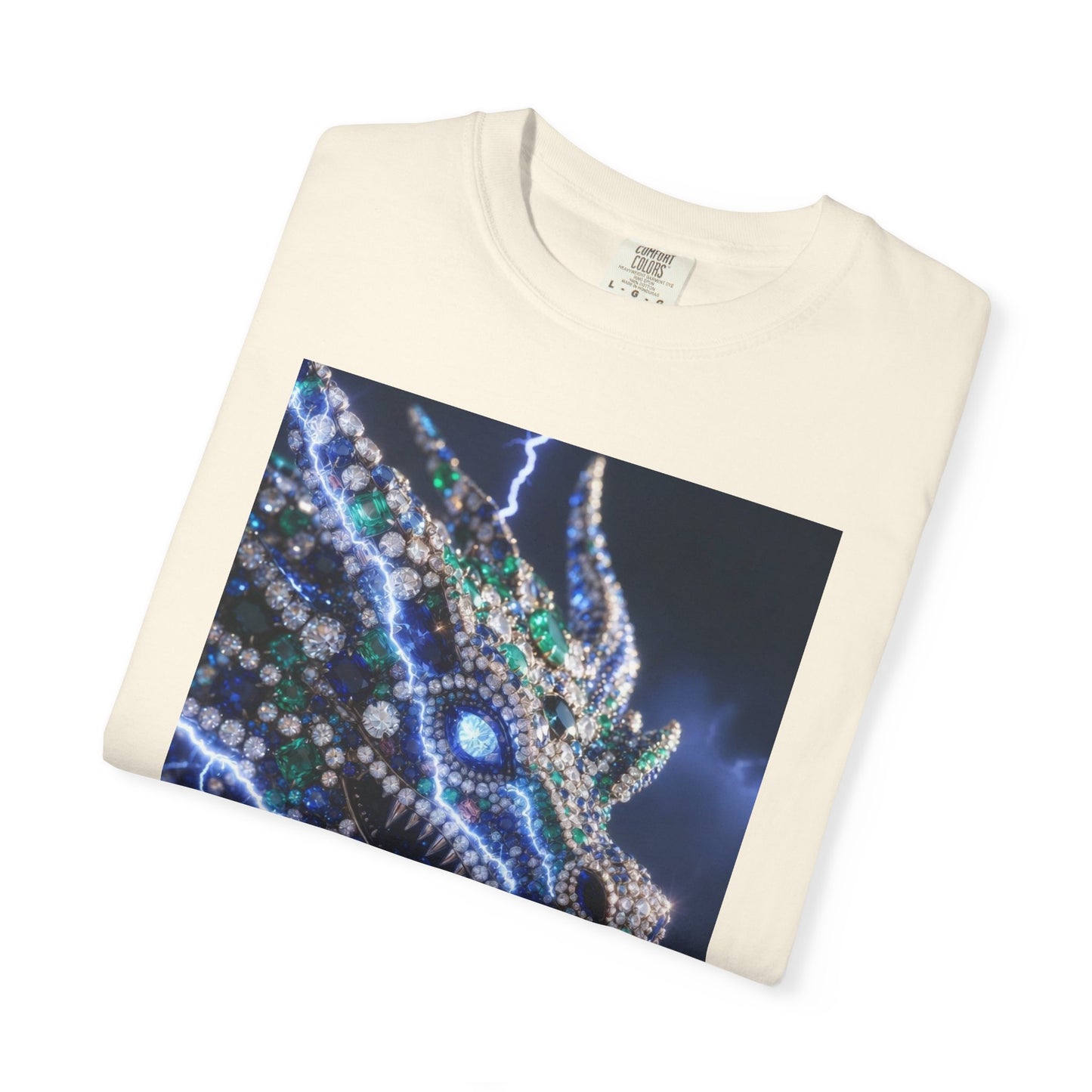 Dragon Lightning Graphic T-Shirt — Jewel-Studded Dragon Design