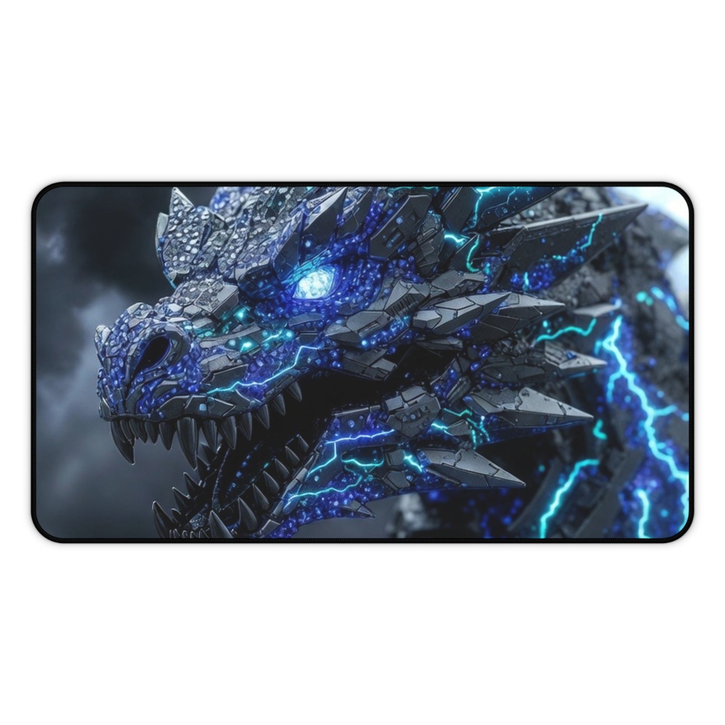 Electric Ice Dragon Desk Mat — Gaming Mouse Pad with Neon Lightning Artwork