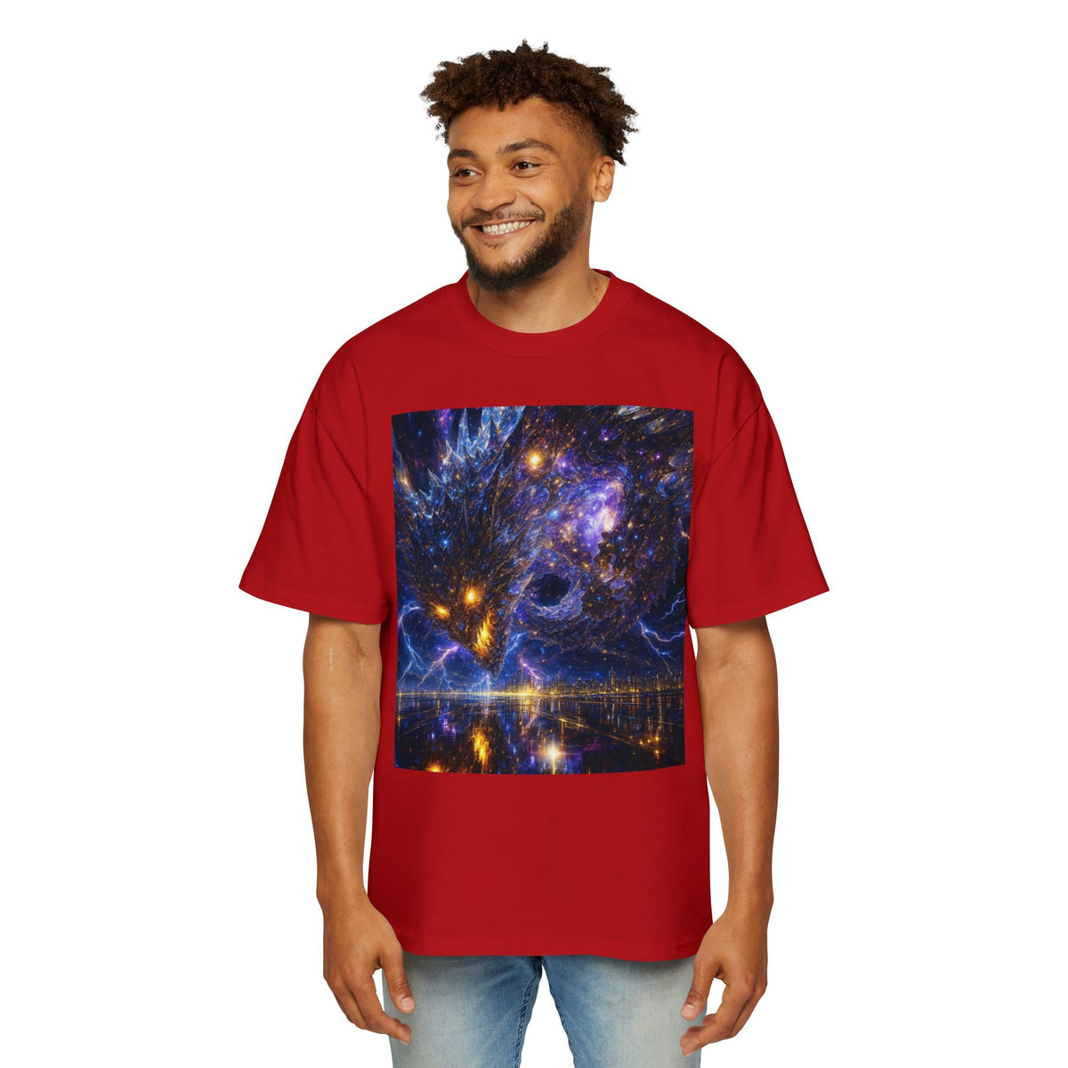 A Men's Oversized Cosmic Art Tee - Unique Space Graphic T-Shirt for Casual Wear, Sci-Fi Lovers, Gift for Birthdays, Festivals, Art Enthusiasts
