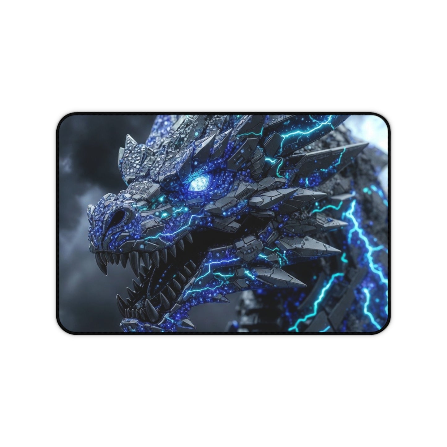 Electric Ice Dragon Desk Mat — Gaming Mouse Pad with Neon Lightning Artwork