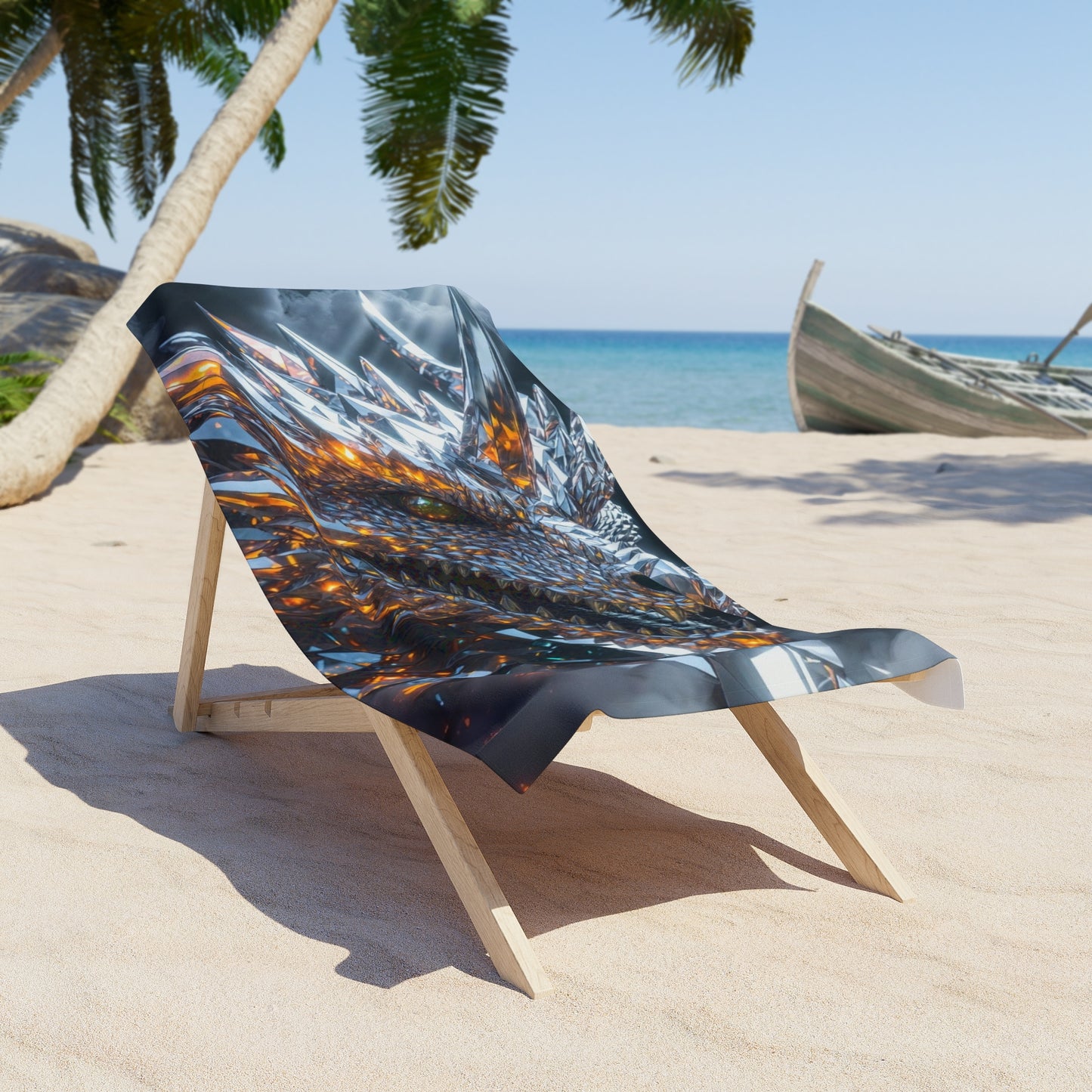 Dragon Scales Beach Towel — Metallic Crystal Dragon Art
