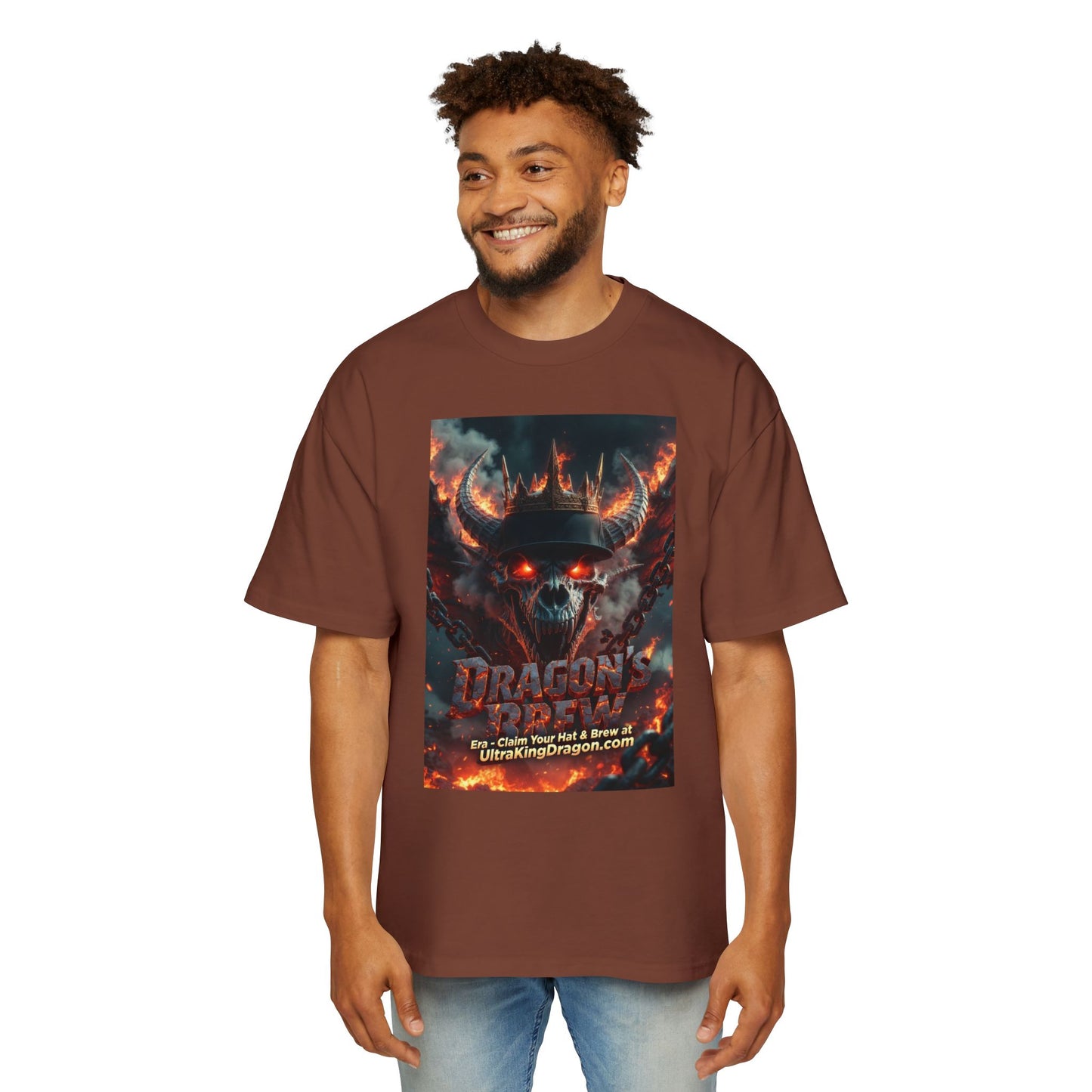 Dragon Skull Graphic Tee — Heavy Oversized Men's Fantasy T-Shirt
