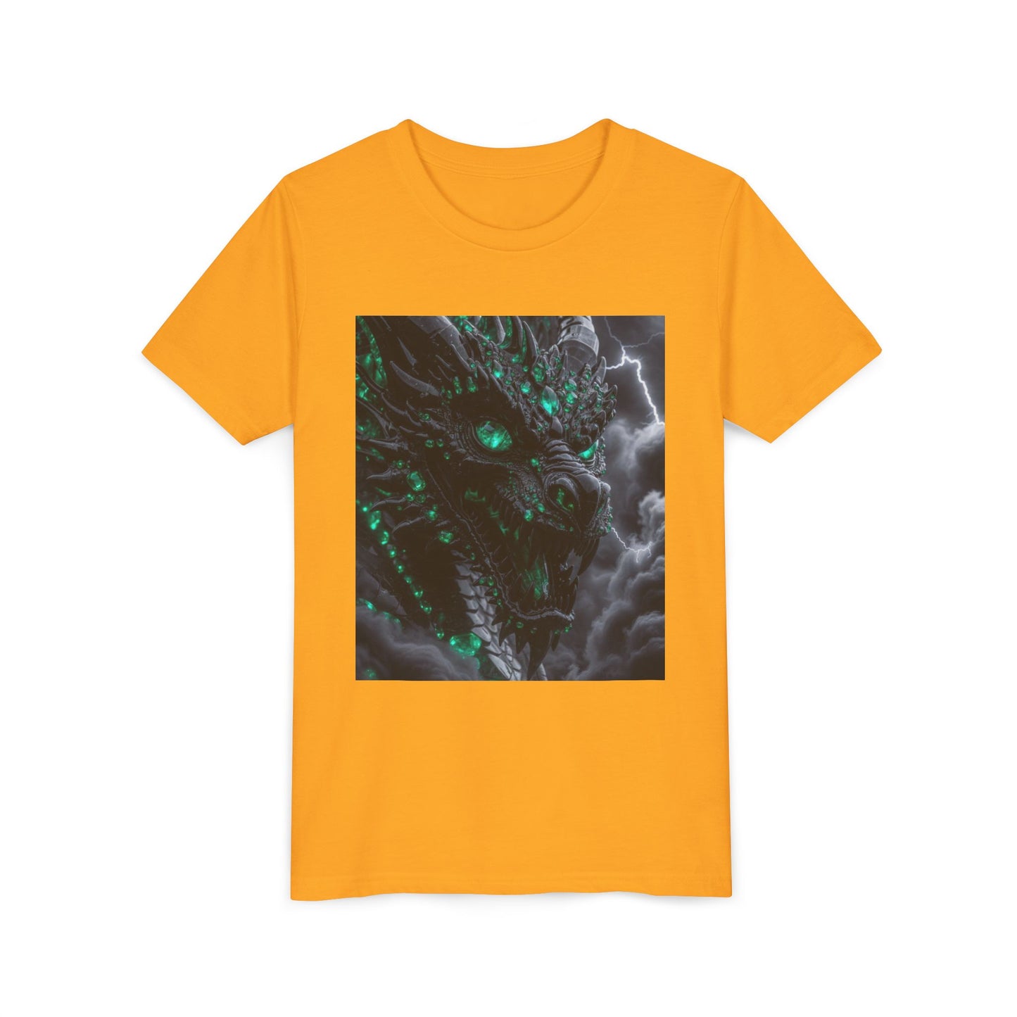 A Top selling Dragon Storm Youth Tee — Neon Green Dragon Illustration Graphic T-Shirt