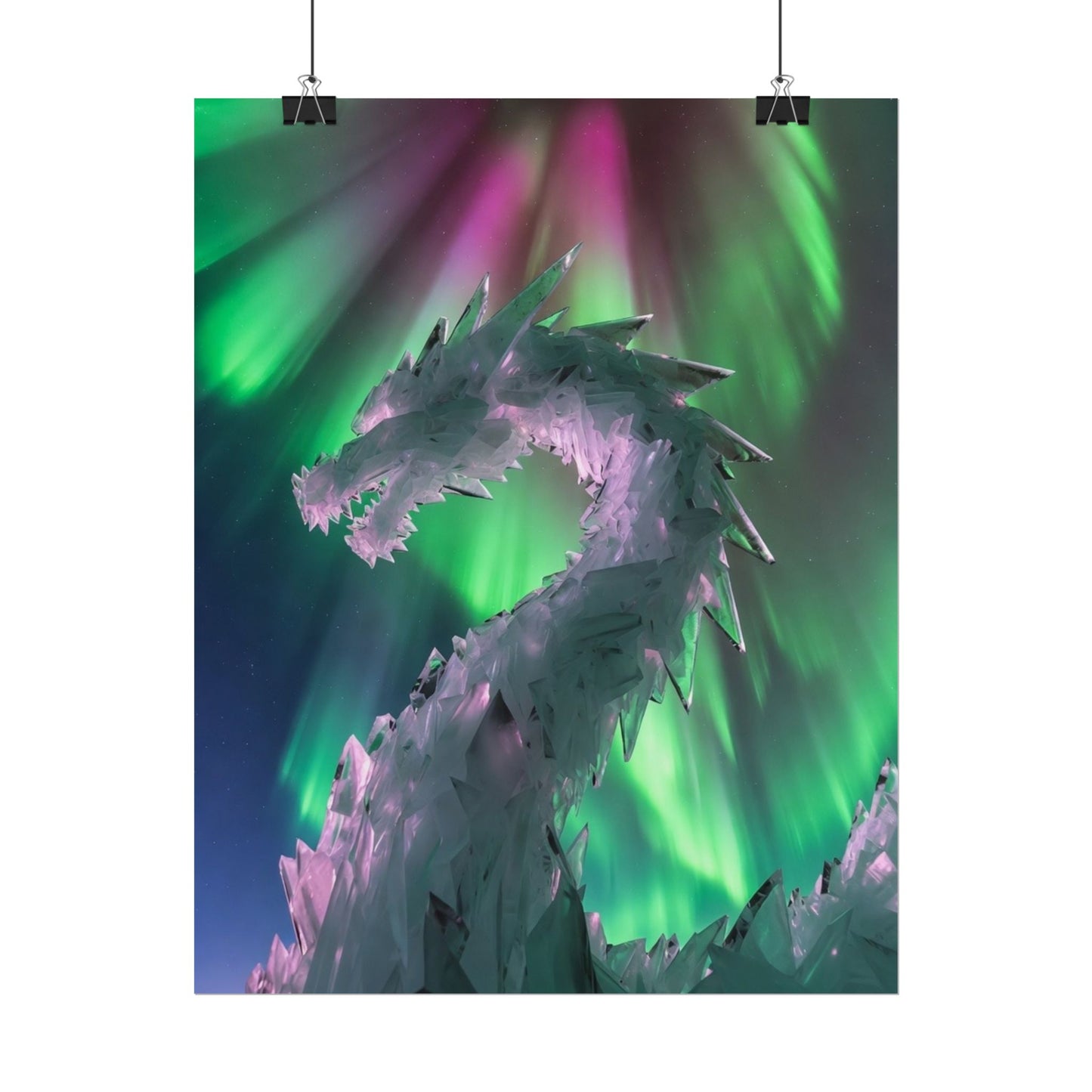 Aurora Ice Dragon Poster — Fantasy Wall Art Rolled Poster