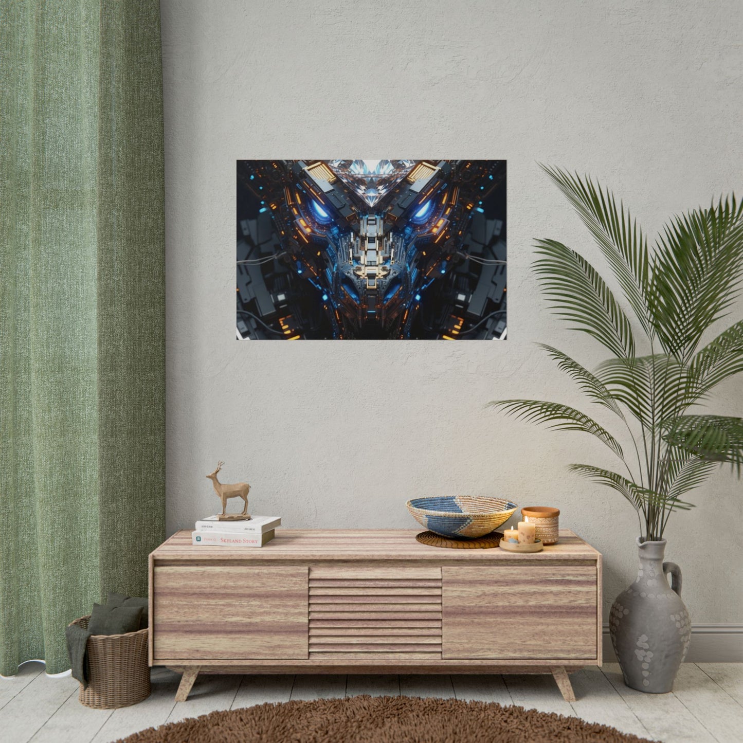 Futuristic Mech Dragon Poster – Cybernetic Robot Art Print