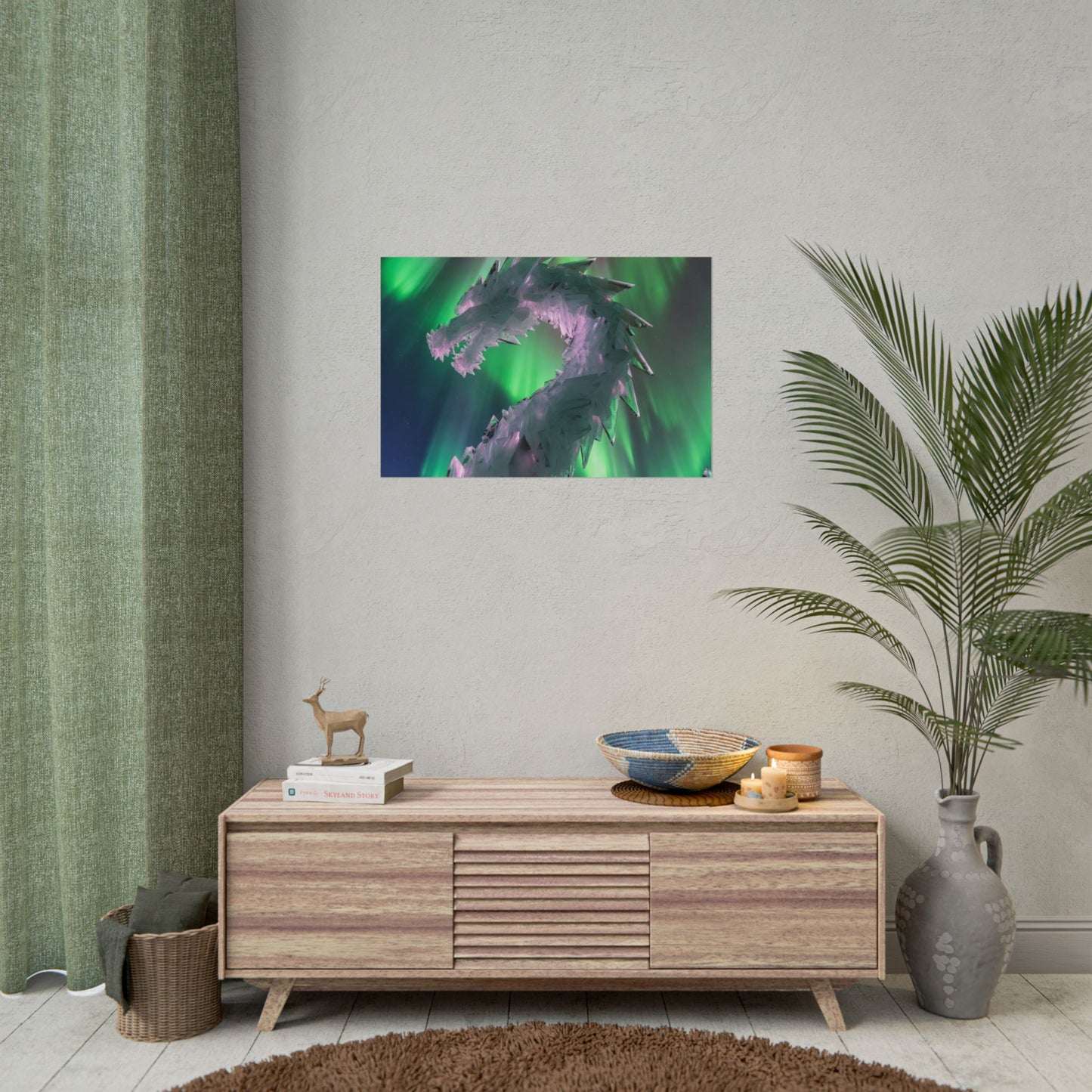 Aurora Ice Dragon Poster — Fantasy Wall Art Rolled Poster