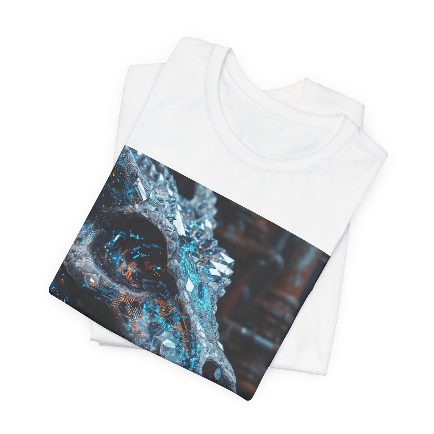 Dragon Skull Graphic Tee — Iridescent Fossil Art T-Shirt