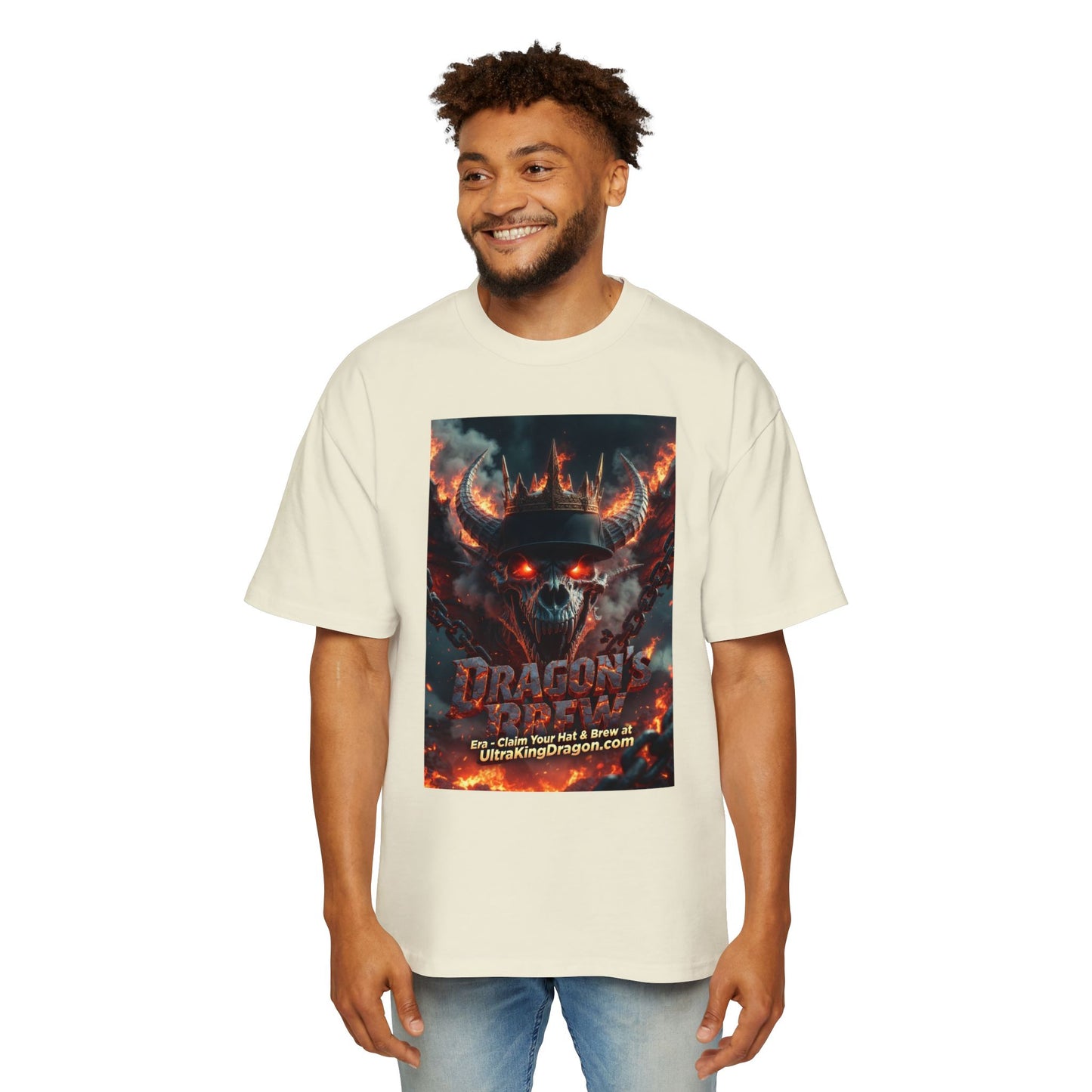 Dragon Skull Graphic Tee — Heavy Oversized Men's Fantasy T-Shirt