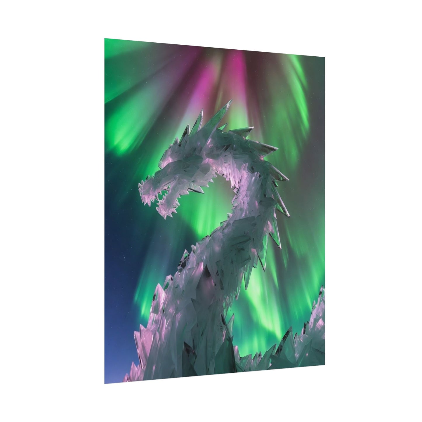 Aurora Ice Dragon Poster — Fantasy Wall Art Rolled Poster