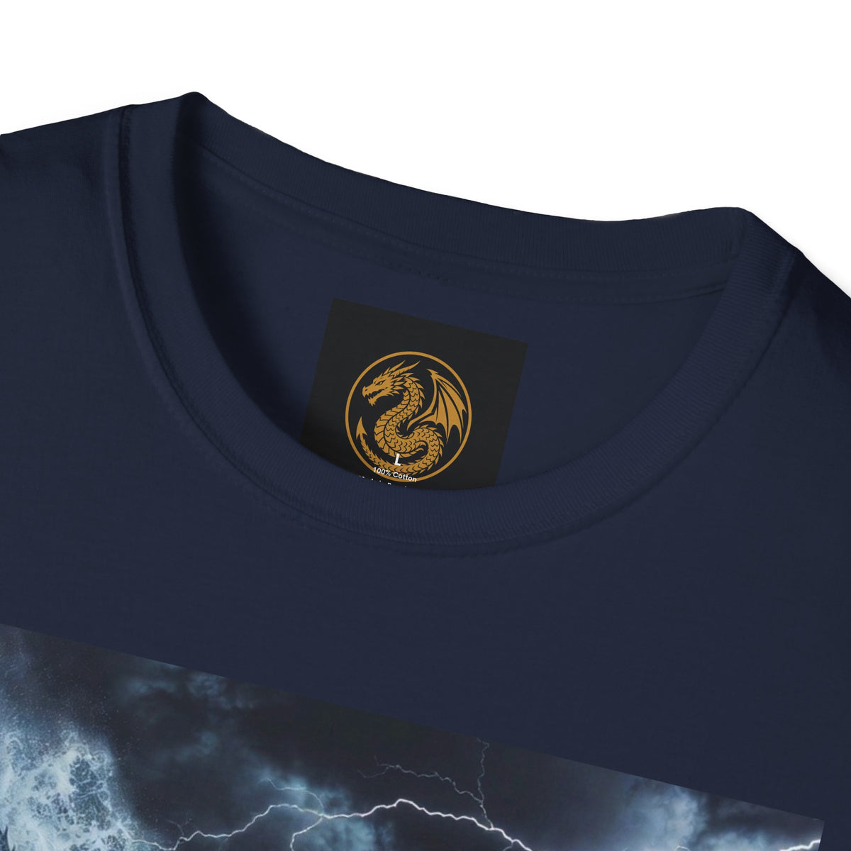 A Stormy Oceanic Dragon T-Shirt — Dark Ocean Lightning Graphic Tee