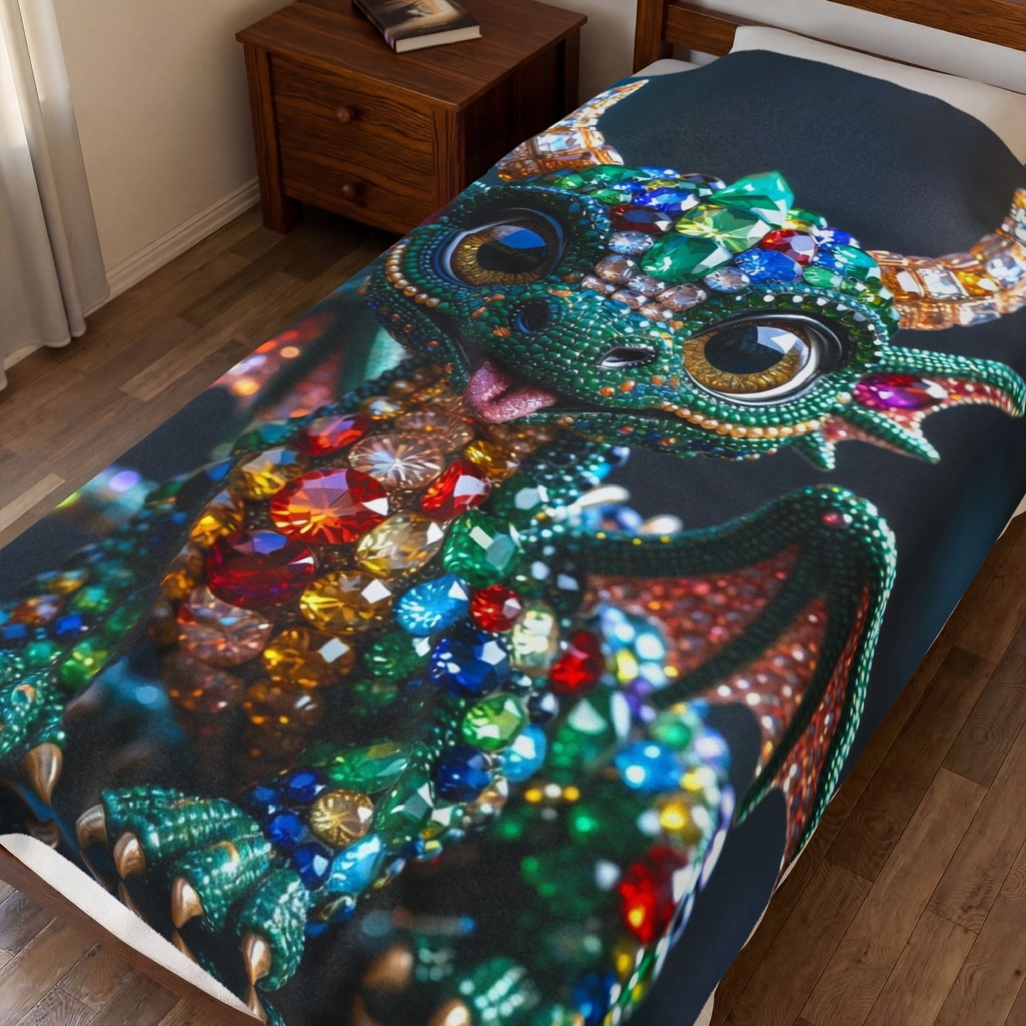 Sparkling Gem Dragon Velveteen Plush Blanket — Cozy Decorative Throw for Kids & Fantasy Fans