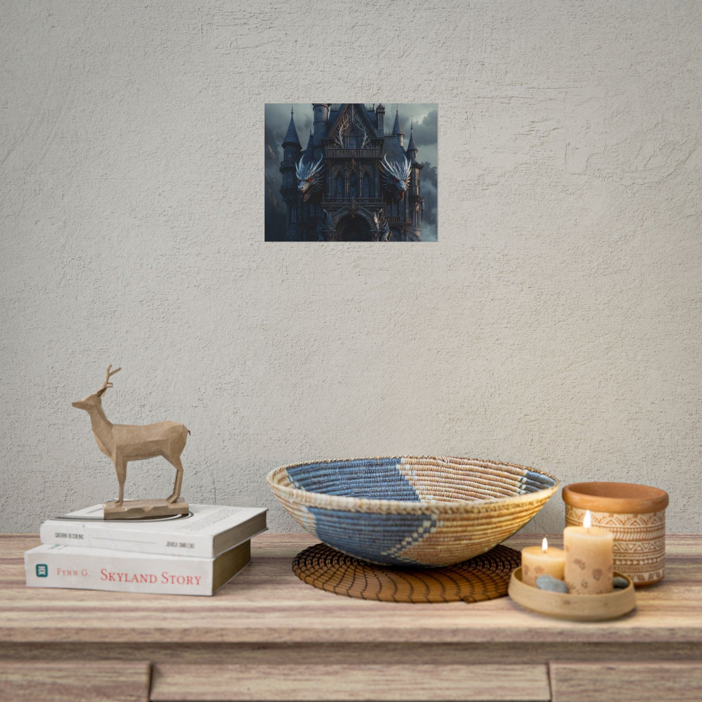 Gothic Dragon Castle Rolled Poster — Dark Fantasy Wall Art