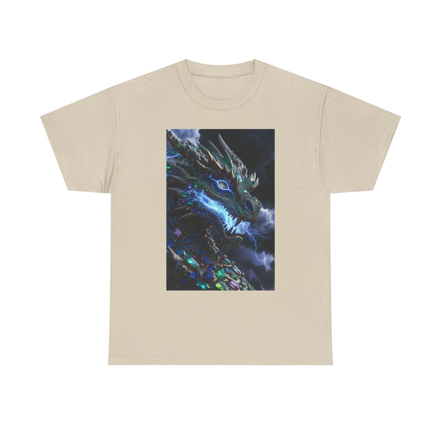 Dragon Portrait T‑Shirt — Neon Blue Fantasy Dragon Graphic Tee