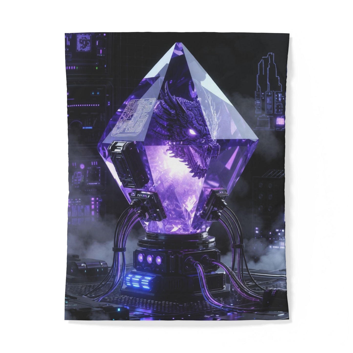 Purple Crystal Core Duvet Cover – Sci‑Fi Gem Bedspread